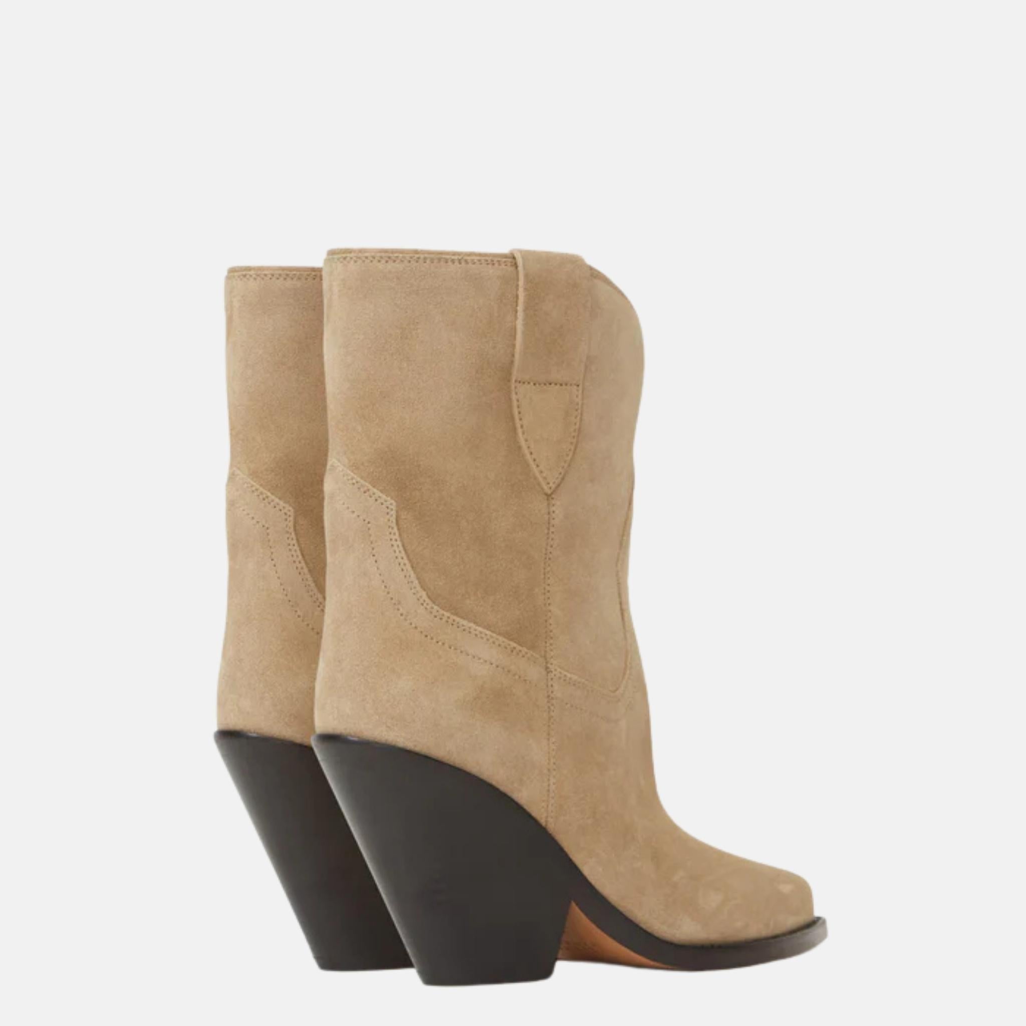 Leyane Cowboy Boots In Suede Calfskin Leather