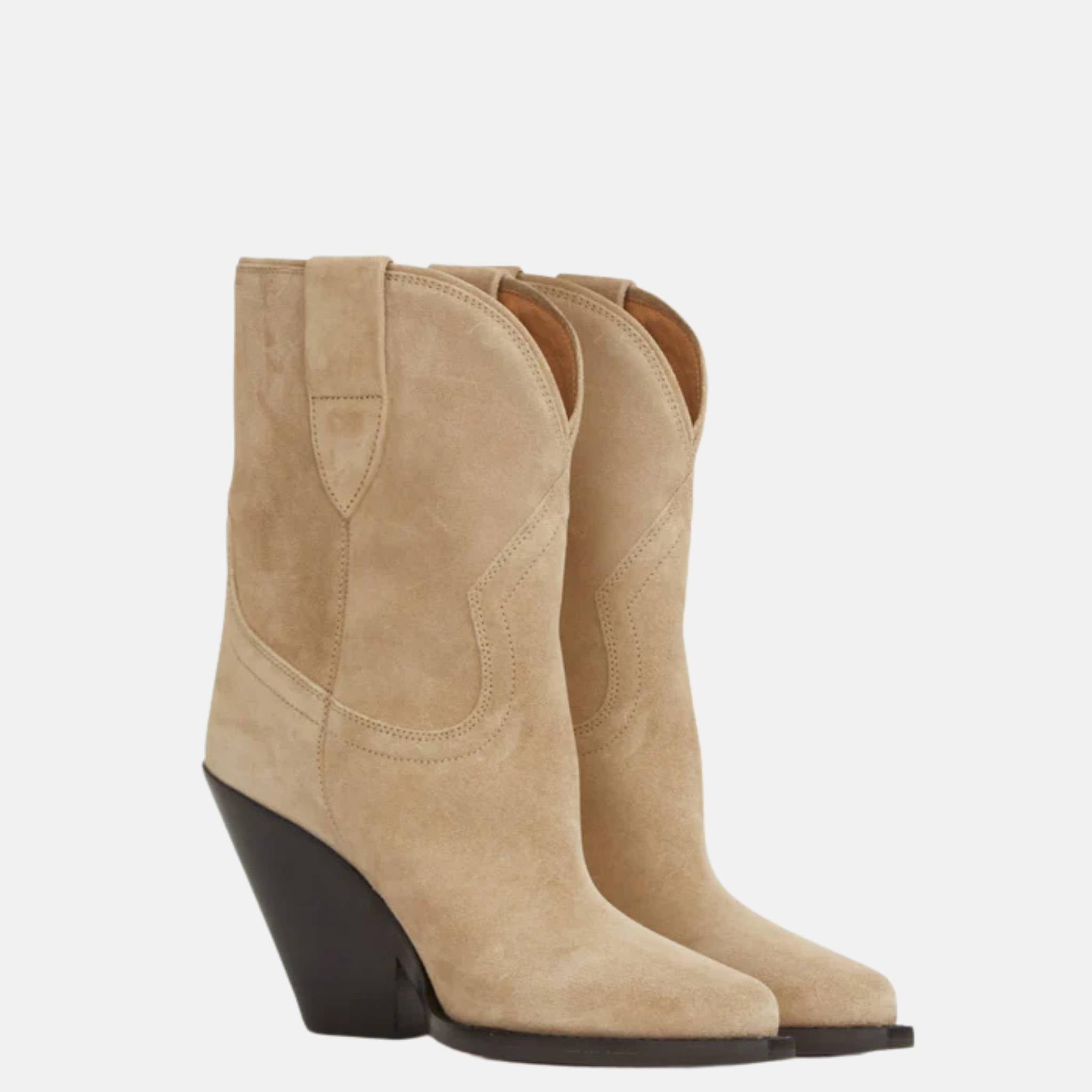 Leyane Cowboy Boots In Suede Calfskin Leather