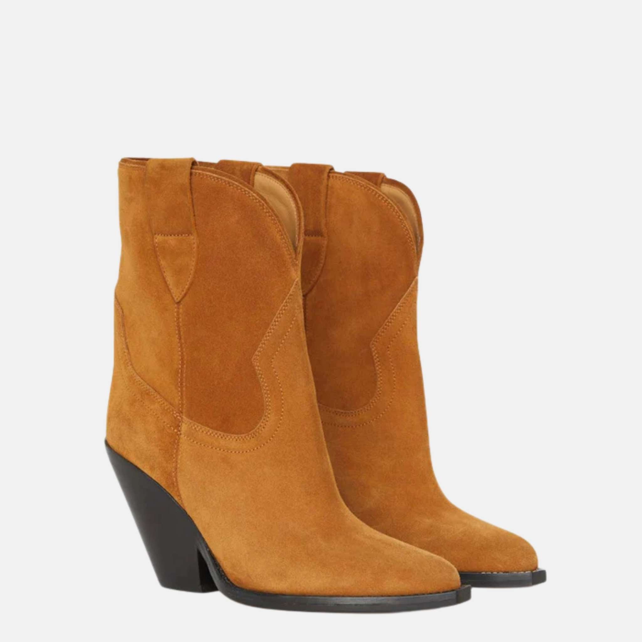 Leyane Cowboy Boots In Suede Calfskin Leather