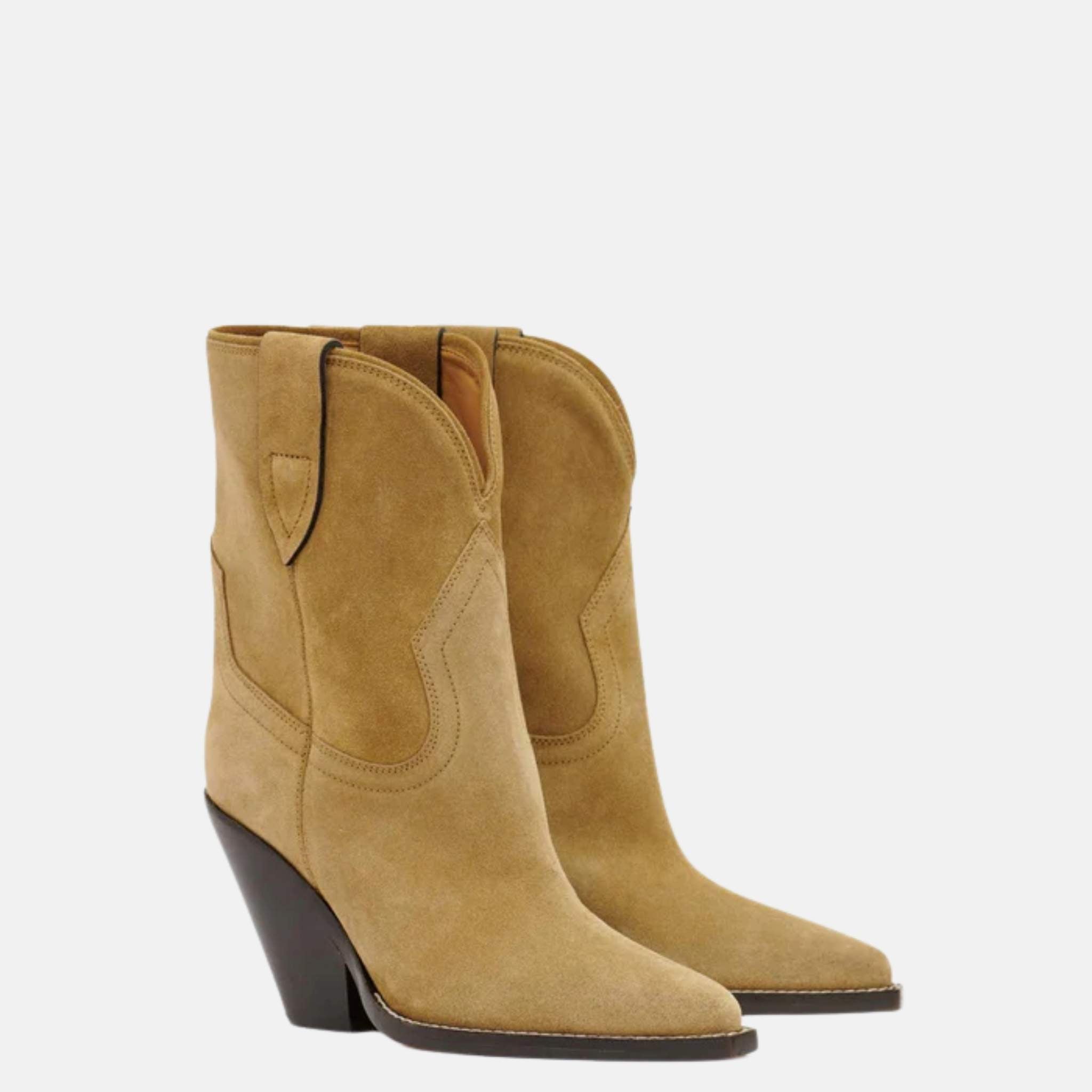 Leyane Cowboy Boots In Suede Calfskin Leather