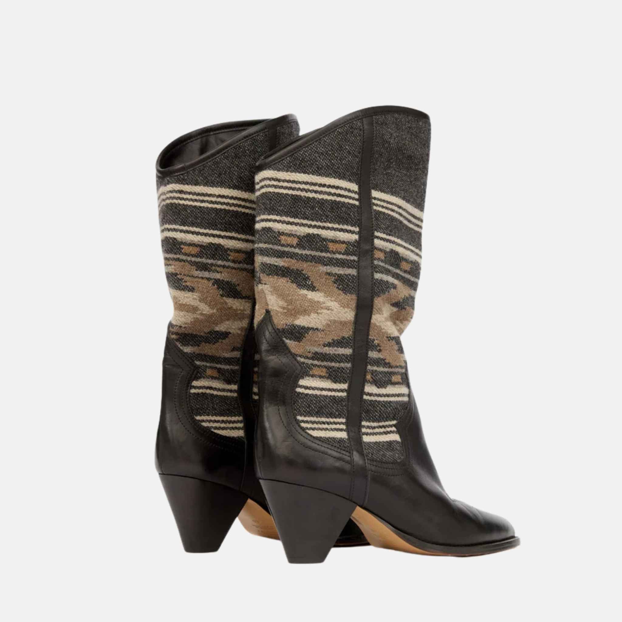 Lijita Cowboy Boots In Leather And Jacquard