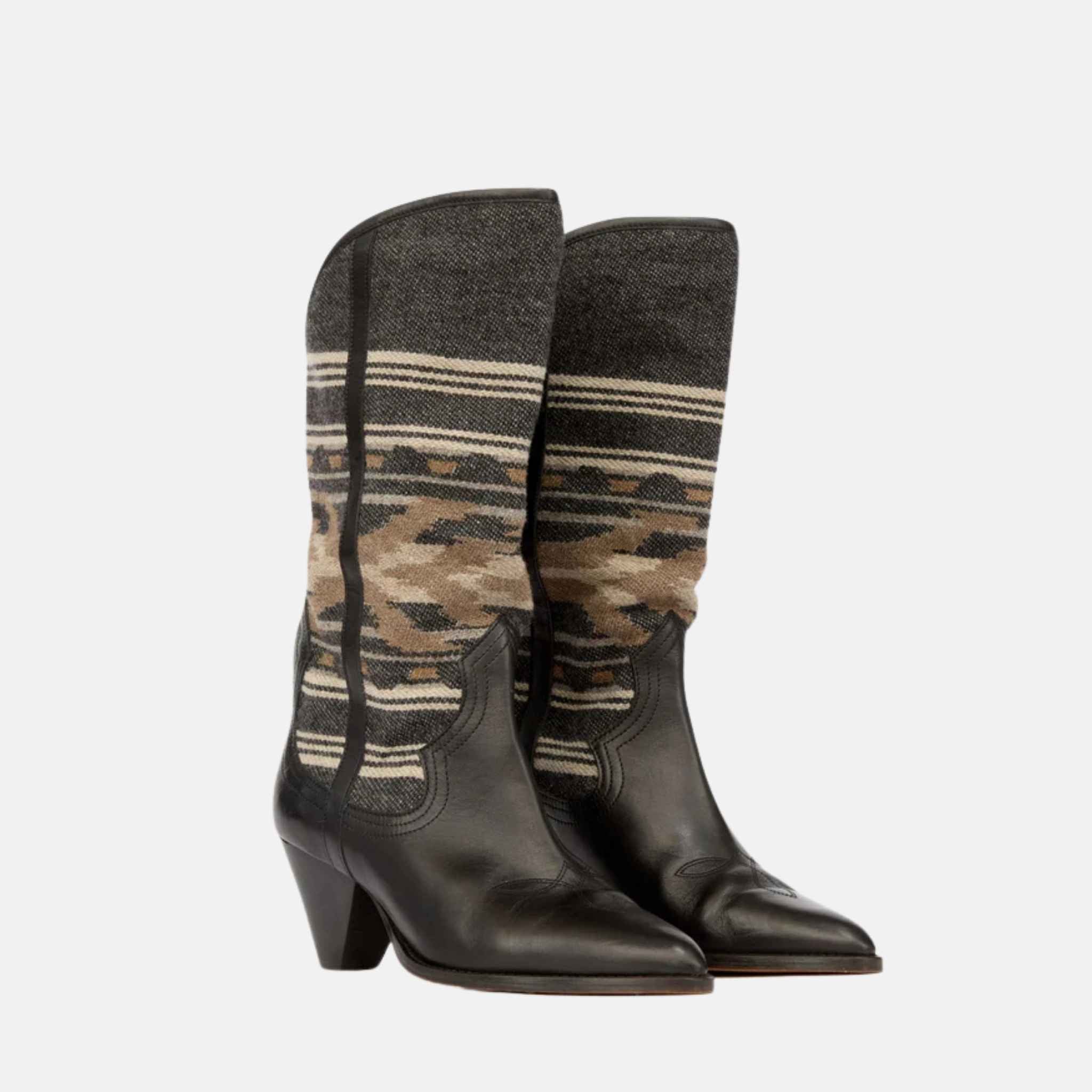 Lijita Cowboy Boots In Leather And Jacquard