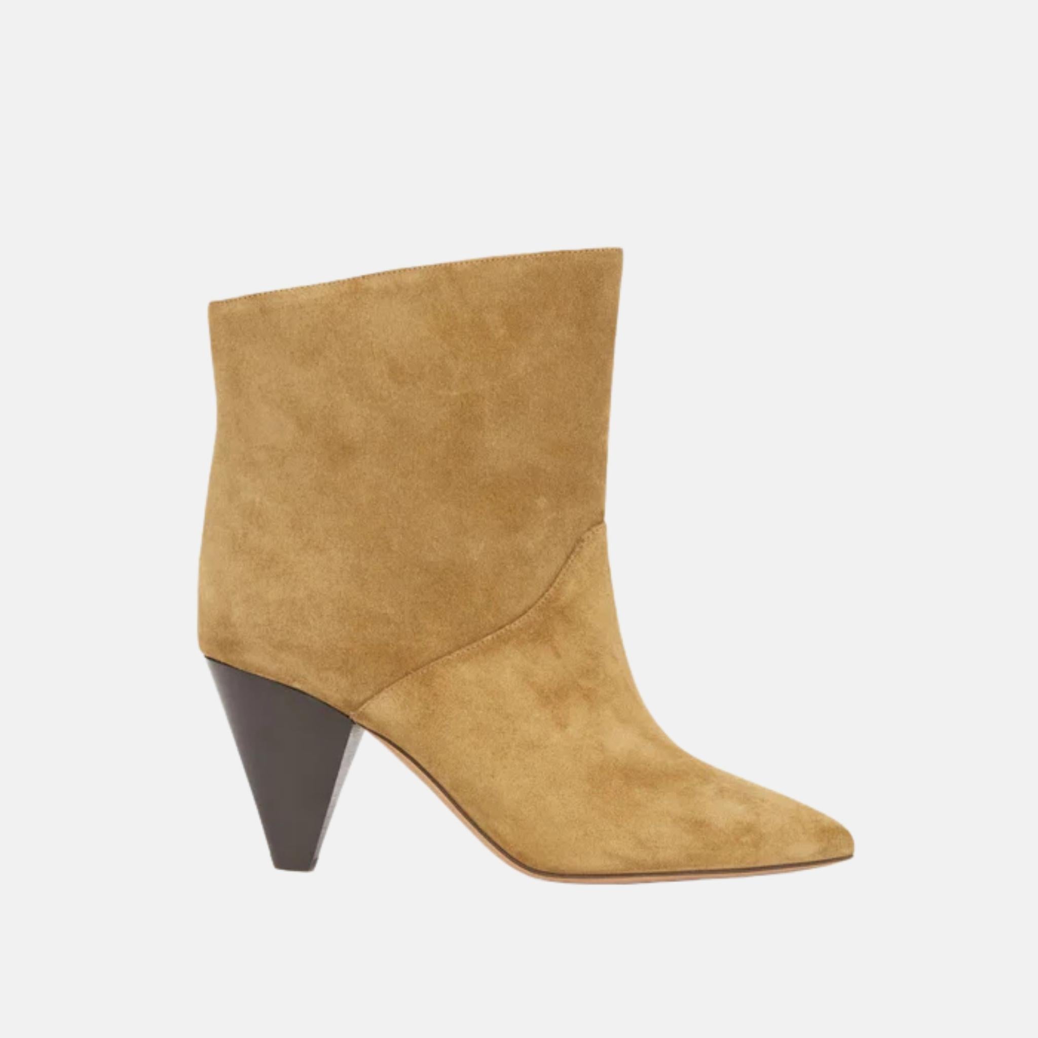 Isabel Marant Loline Boots In Suede Calfskin Leather, Sepia, Side