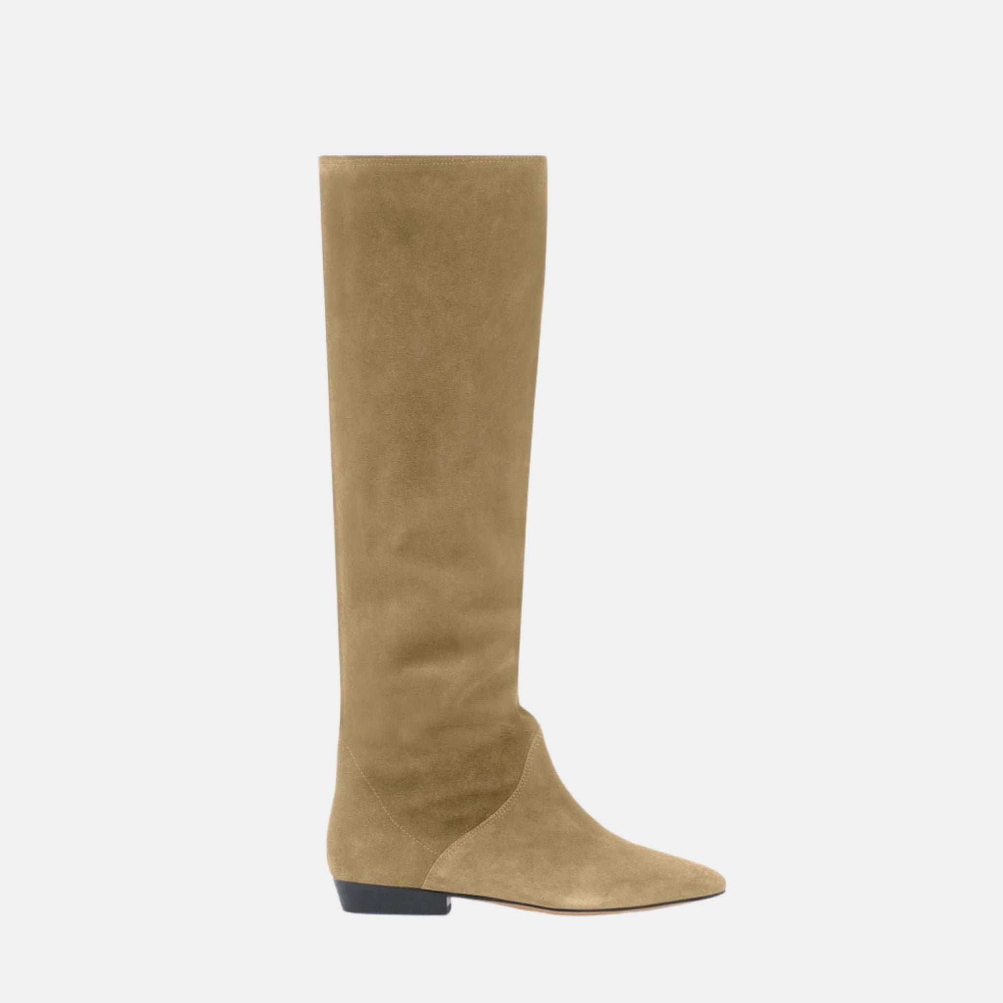 Isabel Marant Sayla Flat Boots In Suede Leather, Taupe, Side