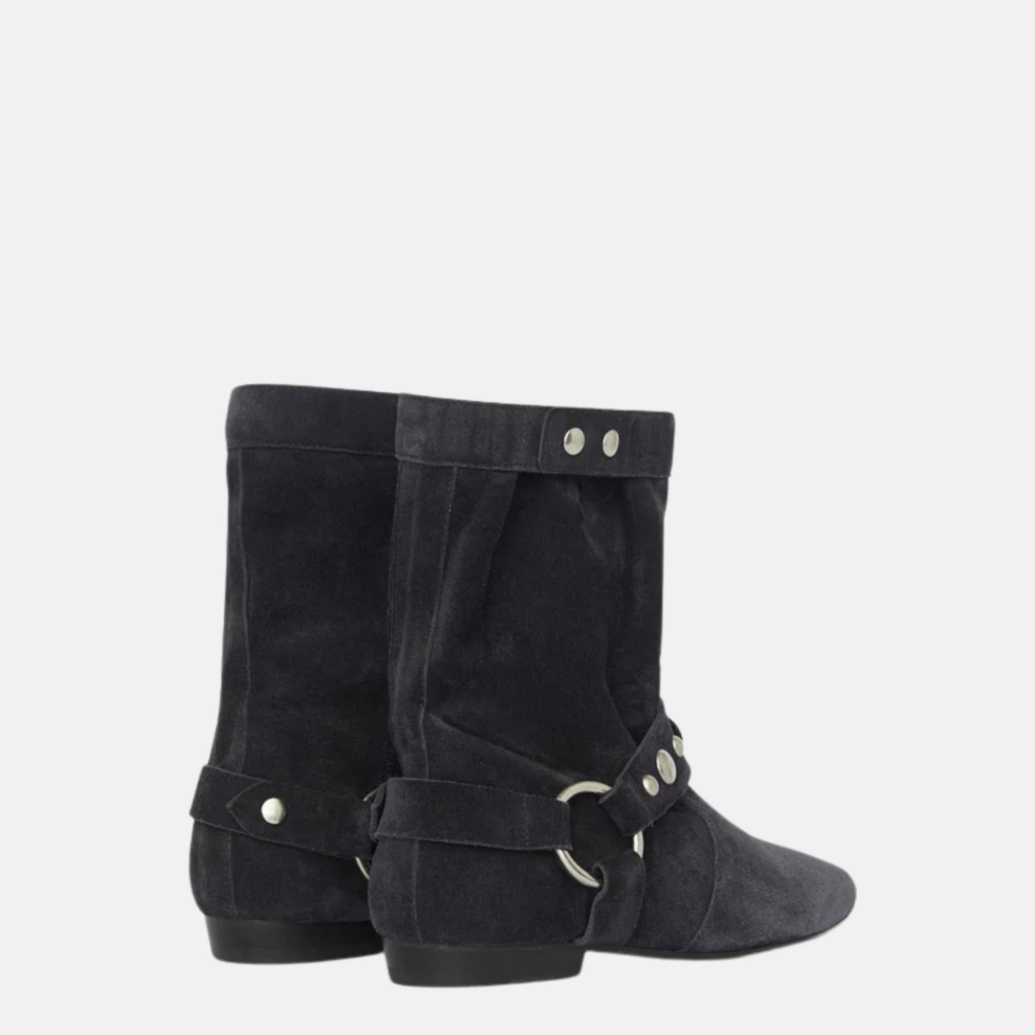 Stania Flat Boots In Suede Calfskin Leather