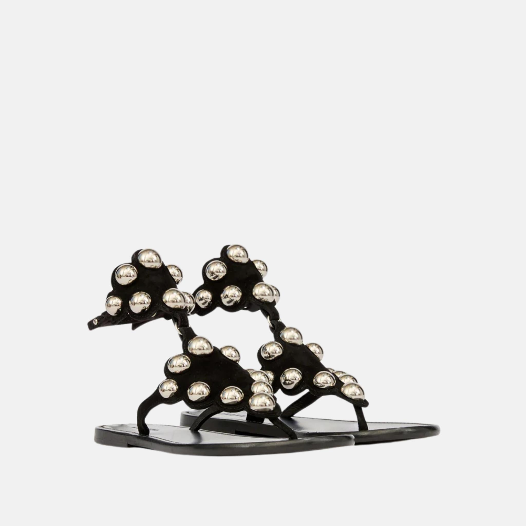 Velvee Jeweled Sandals In Suede Leather