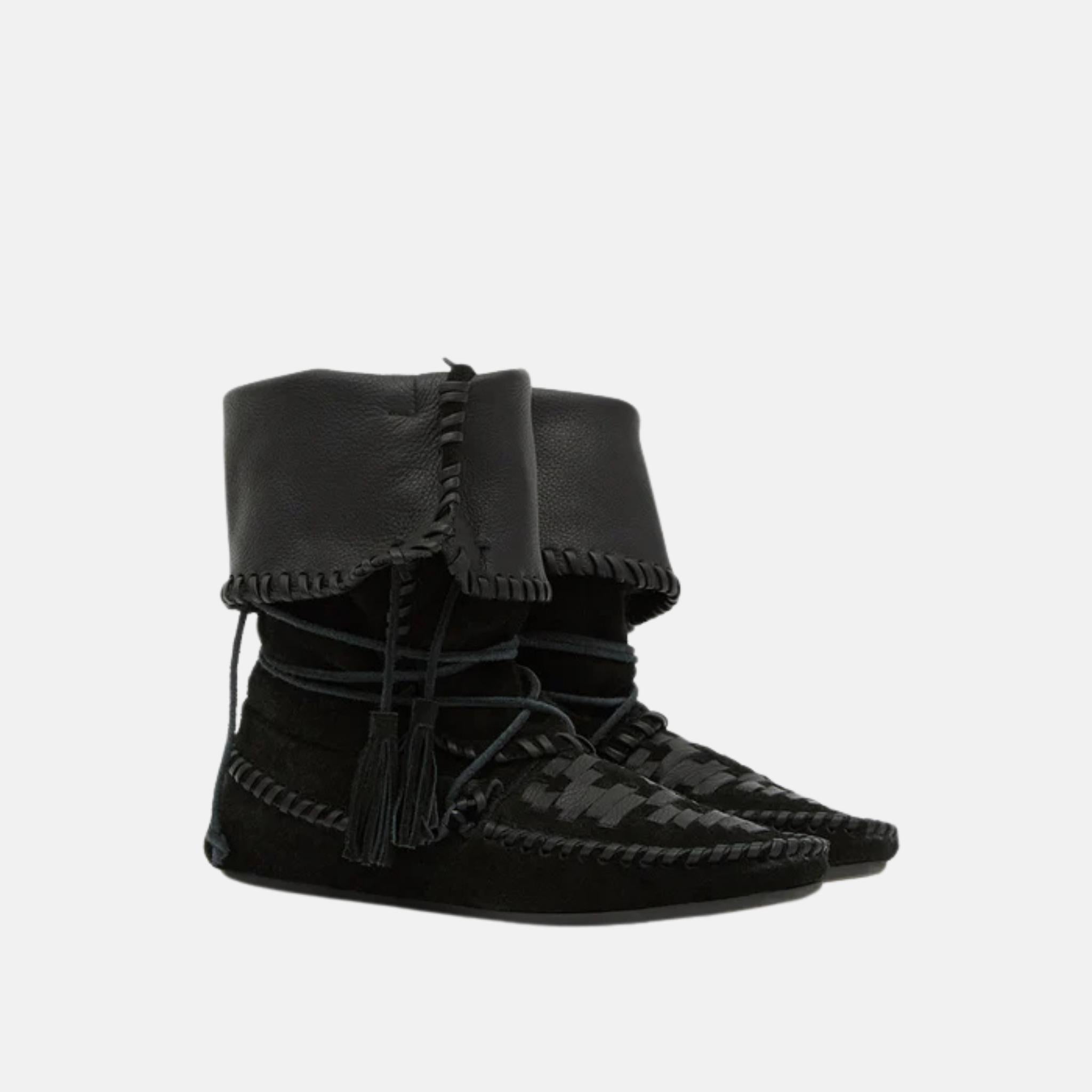 Winki Boots In Braided And Suede Leather