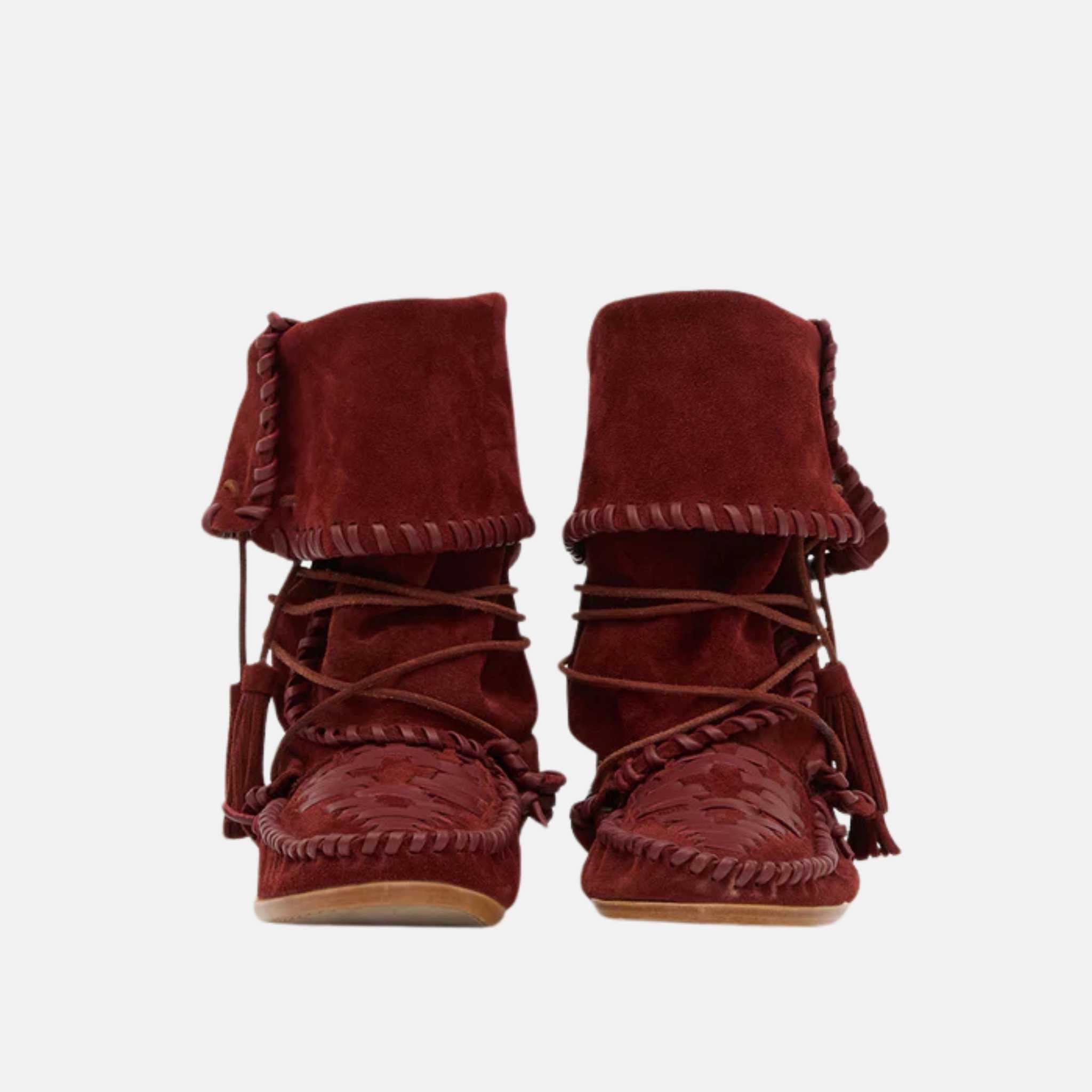 Winki Boots In Braided And Suede Leather