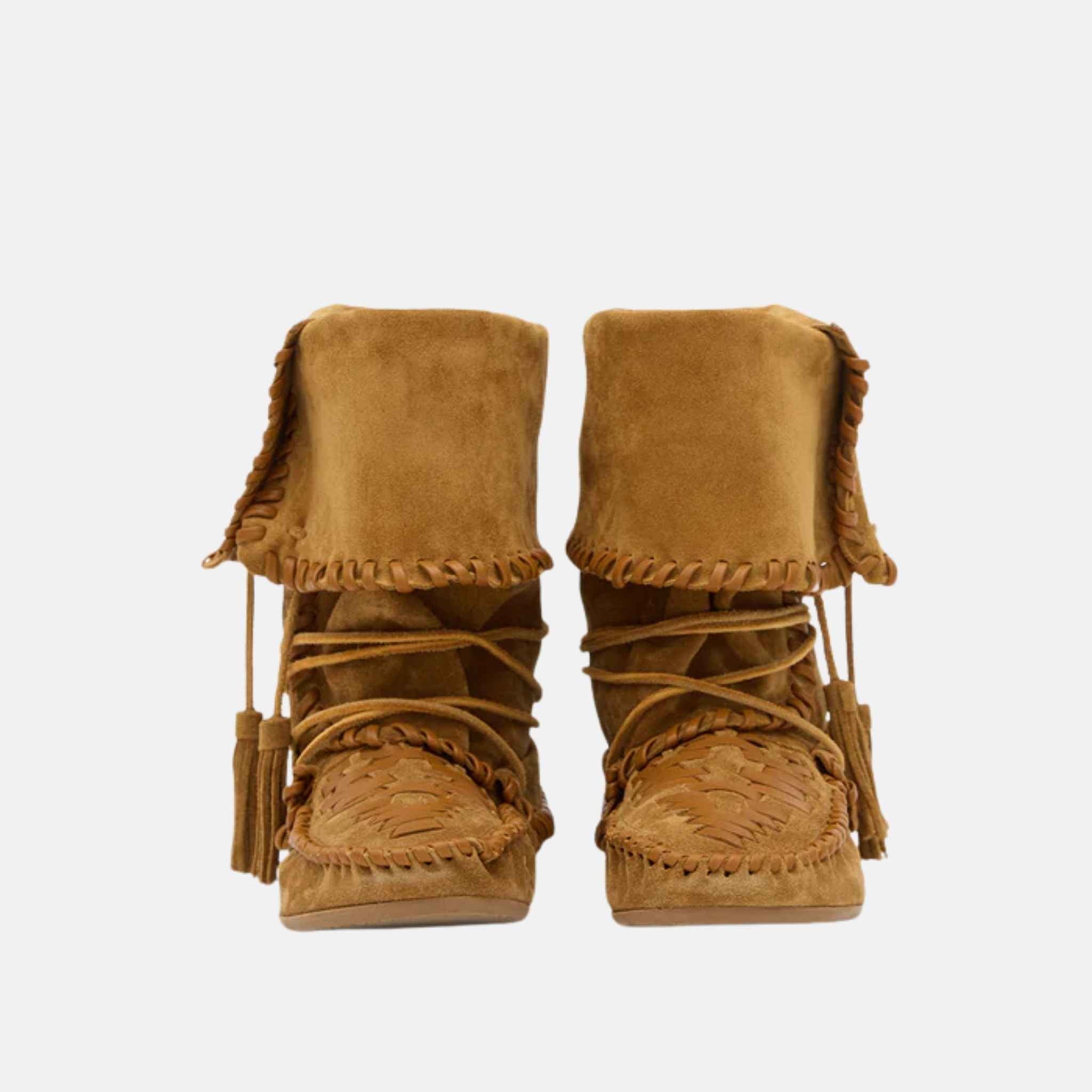 Winki Boots In Braided And Suede Leather