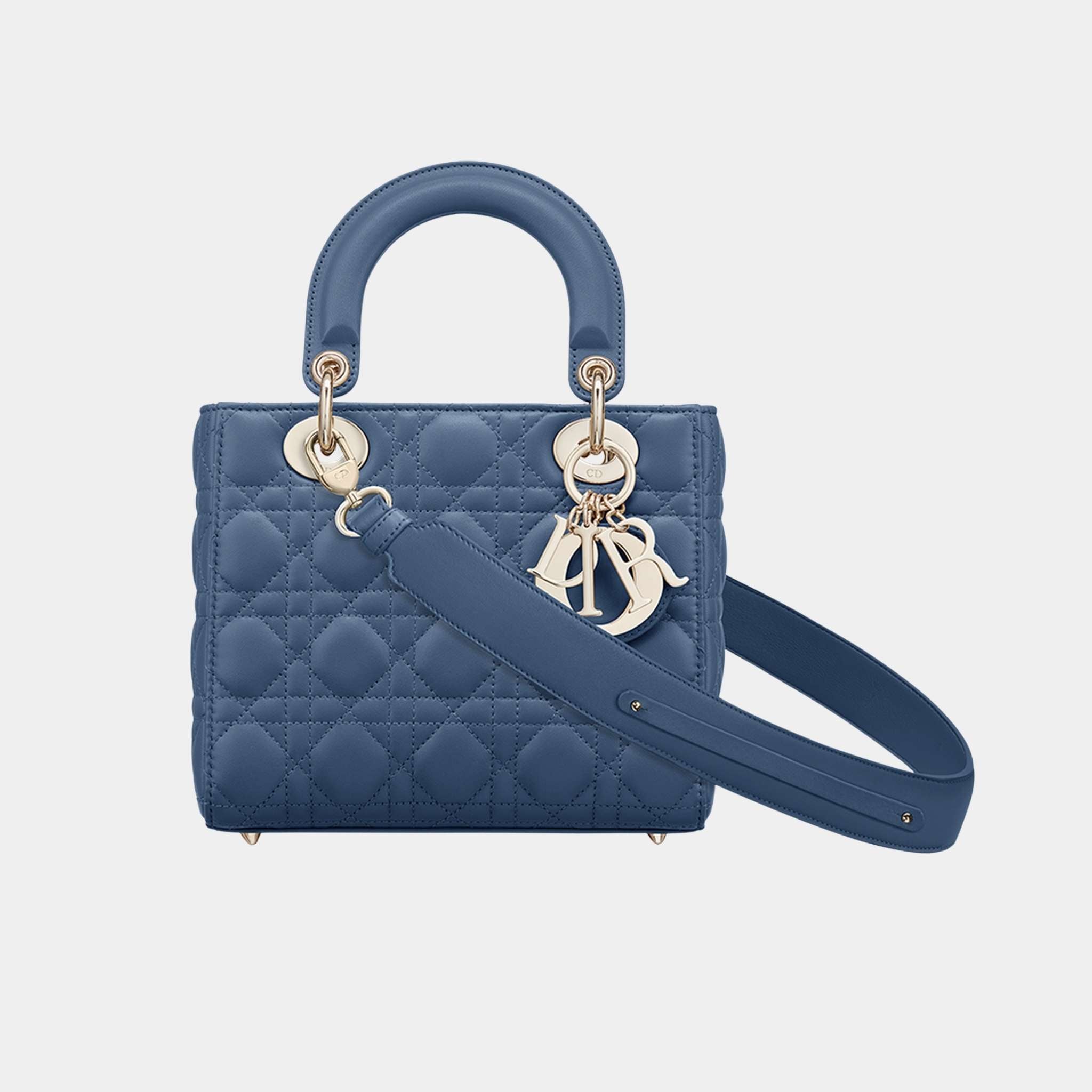 Lady Dior My ABCDior Small Bag Cannage Lambskin, Denim Blue, Front