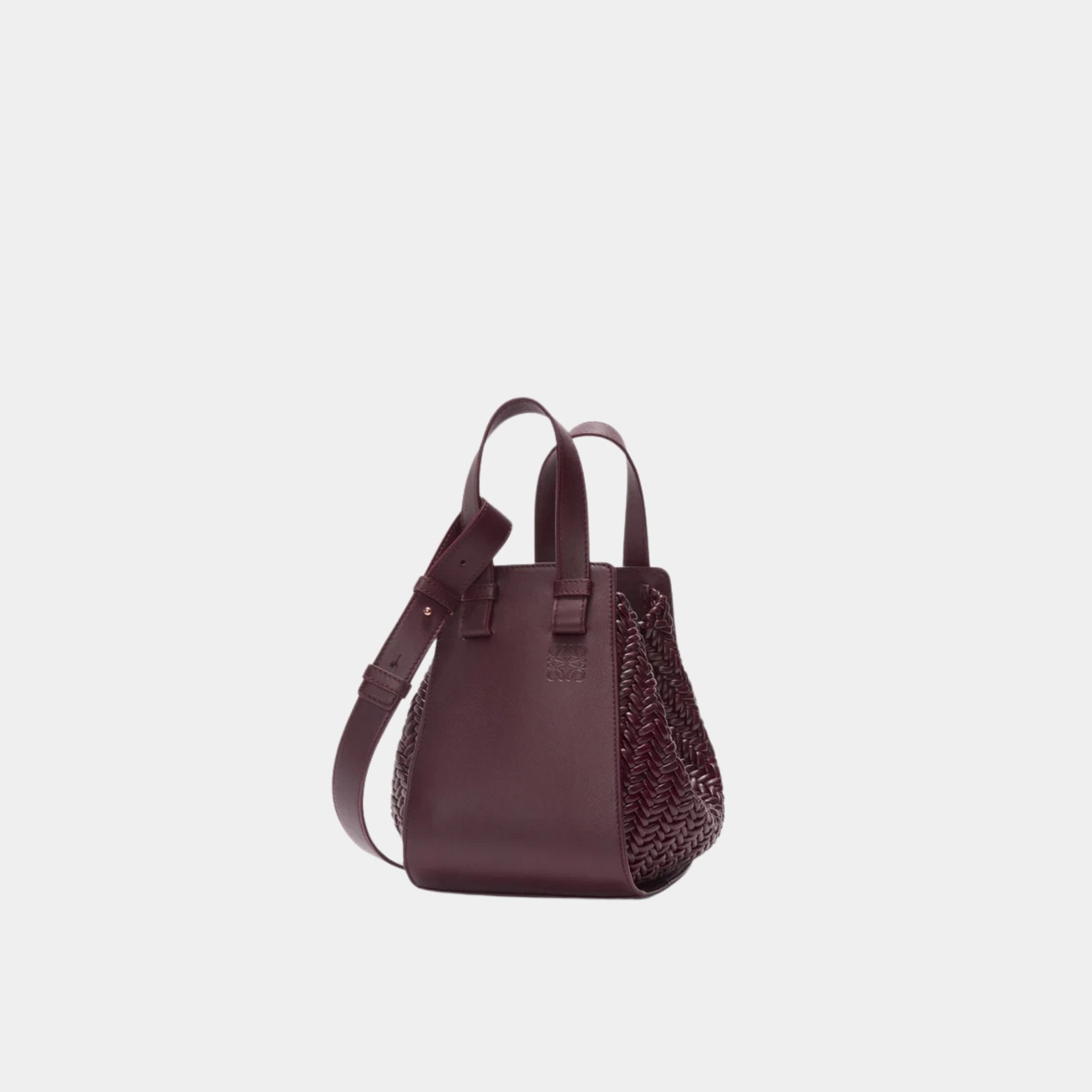 Loewe Compact Hammock Bag In Calfskin, Dark Burgundy, Front