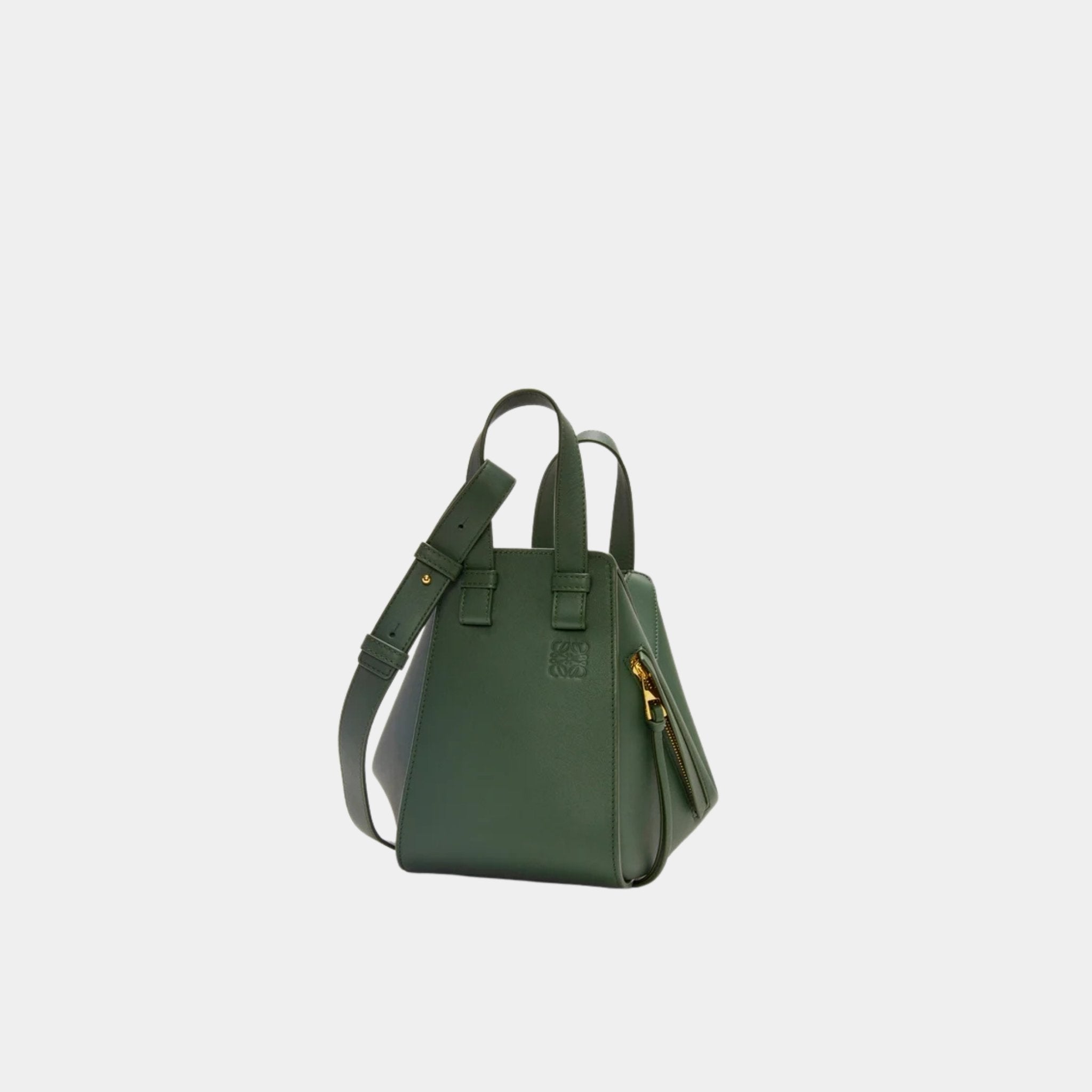 Loewe Compact Hammock Bag In Classic Calfskin, Bottle Green, Front