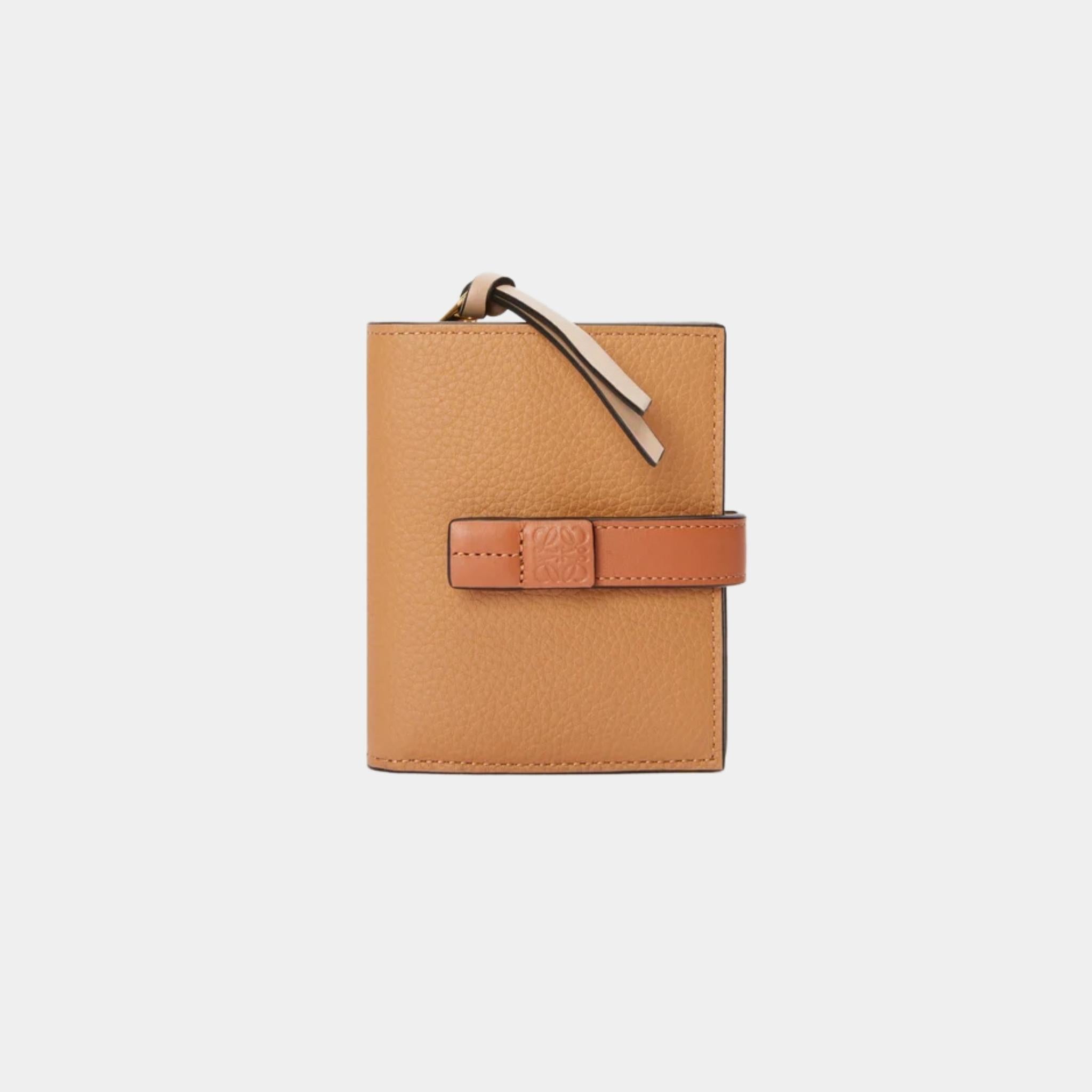 Loewe Compact Zip Wallet In Soft Grained Calfskin, Toffee, Front
