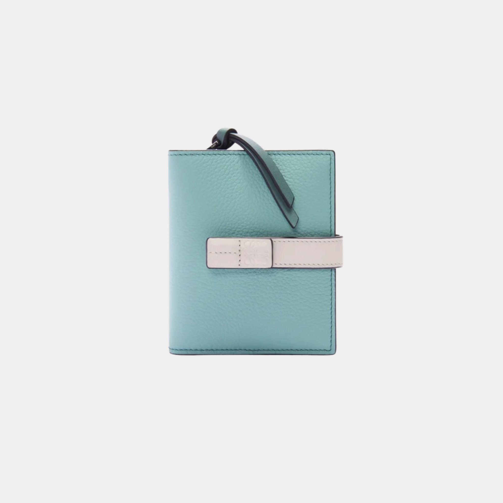 Loewe Compact Zip Wallet In Soft Grained Calfskin, Water, Front