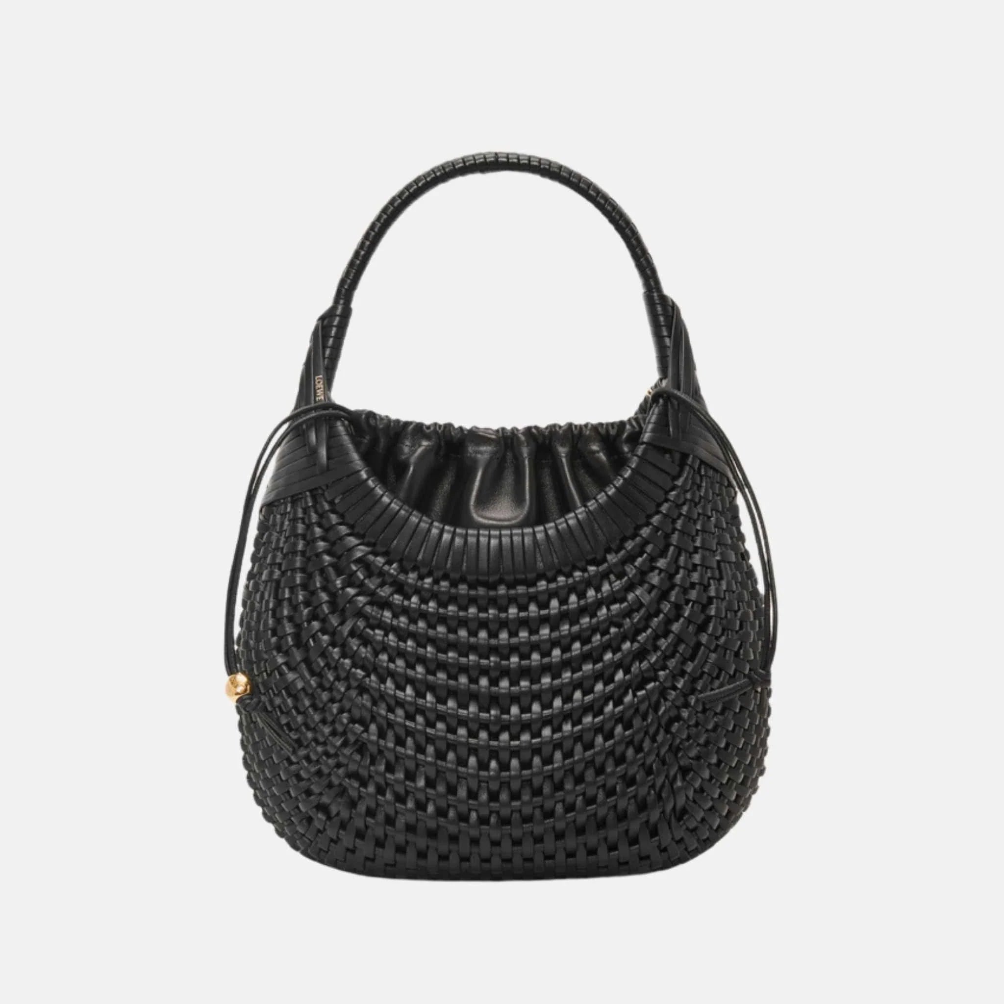 Loewe Diamond Hobo Bag in Calfskin, Black, Front