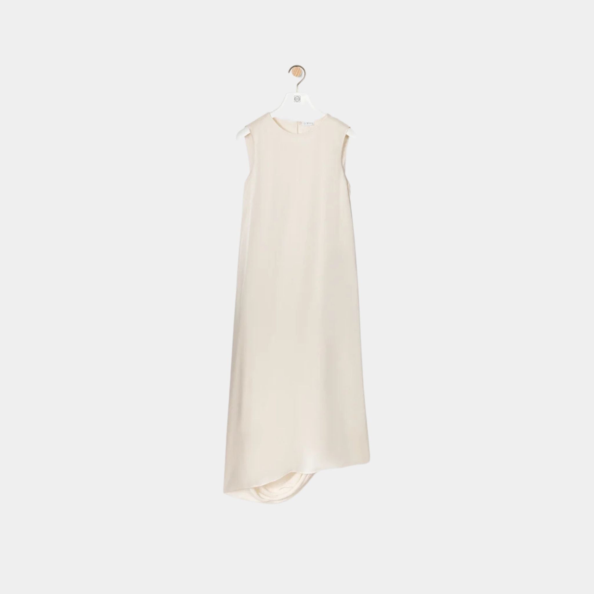 Loewe Draped Dress in Silk, Ivory, Front