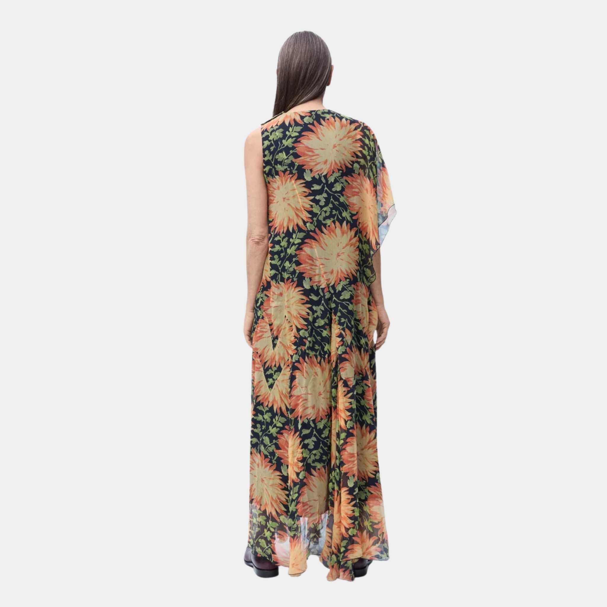 Dress in Silk Dahlia Floral Print