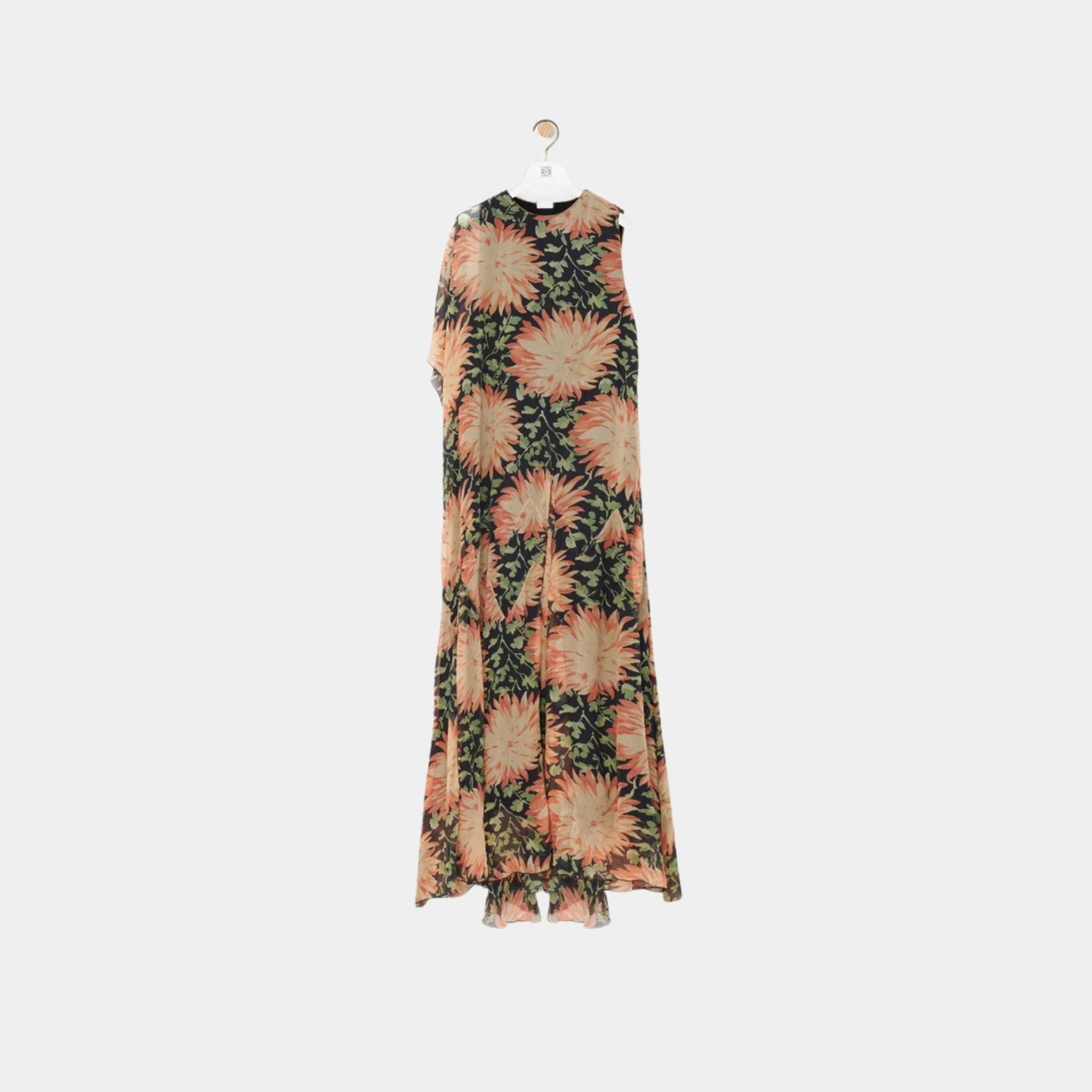 Dress in Silk Dahlia Floral Print