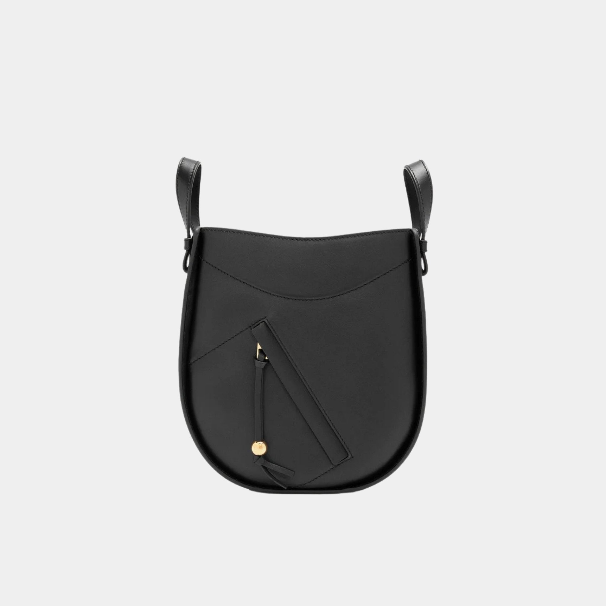 Loewe Hammock Slice Bag In Shiny Calfskin, Black, Front