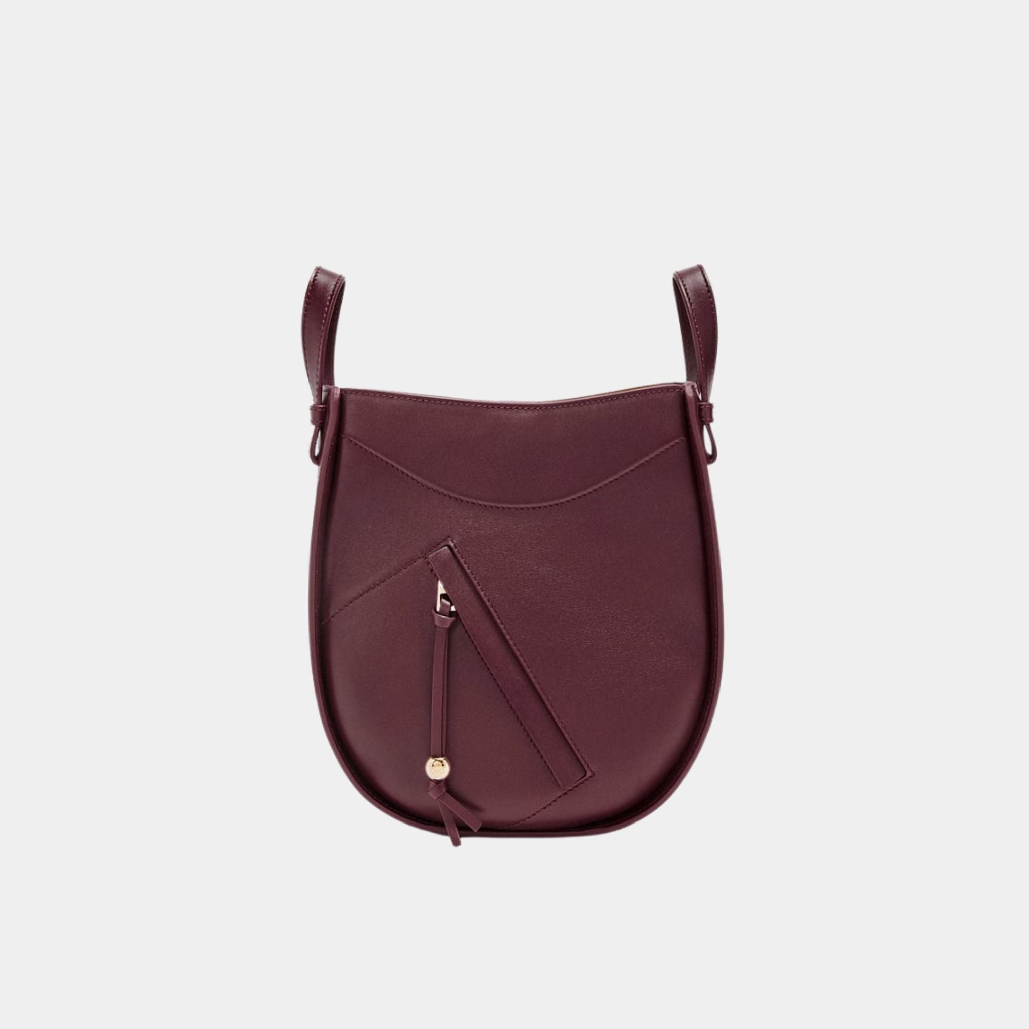 Loewe Hammock Slice Bag In Shiny Calfskin, Dark Burgundy, Front