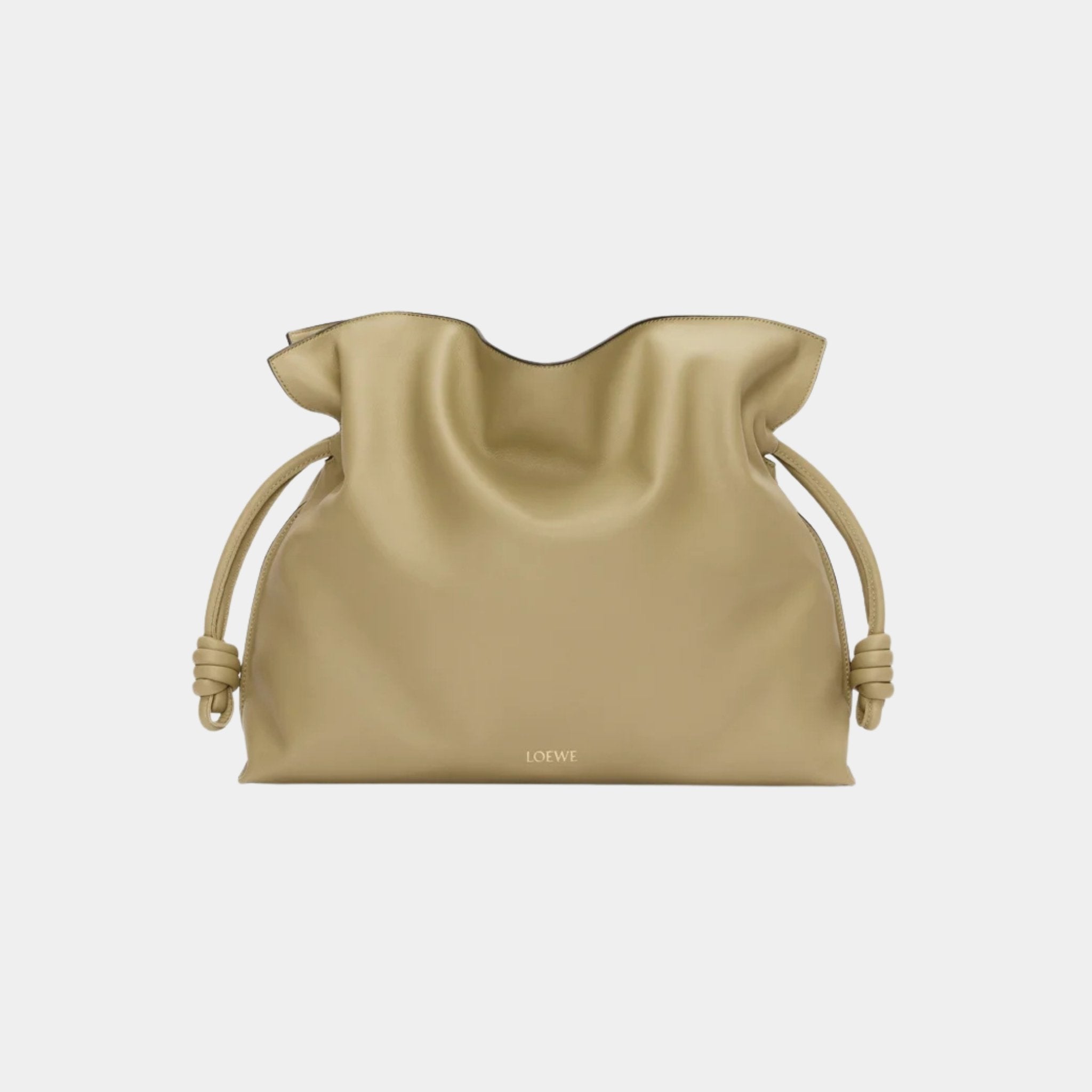 Loewe Large Flamenco Clutch Nappa Calf Leather, Clay Green, Front