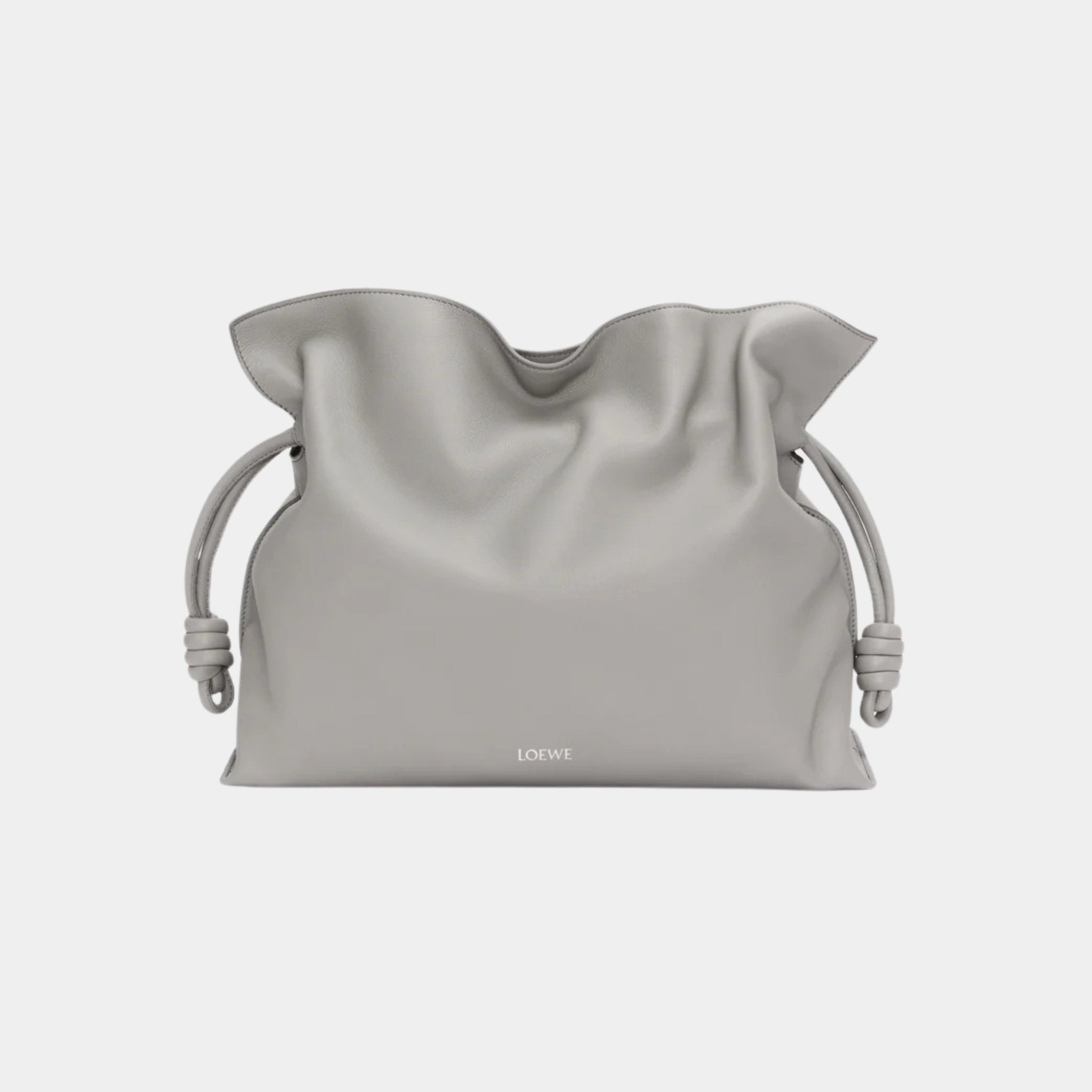 Loewe Large Flamenco Clutch Nappa Calf Leather, Pearl Grey, Front