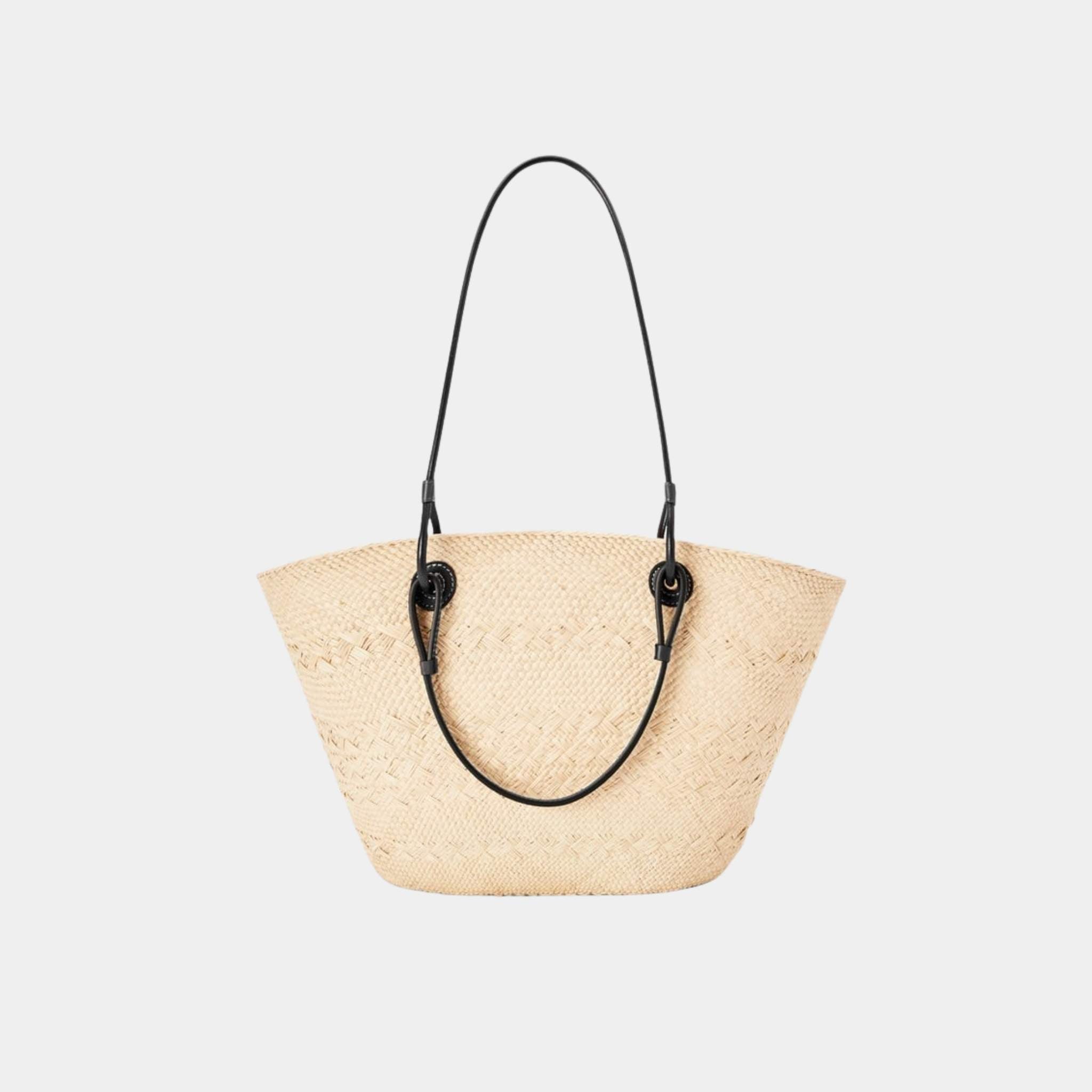 Medium Anagram Basket Bag In Iraca Palm And Calfskin