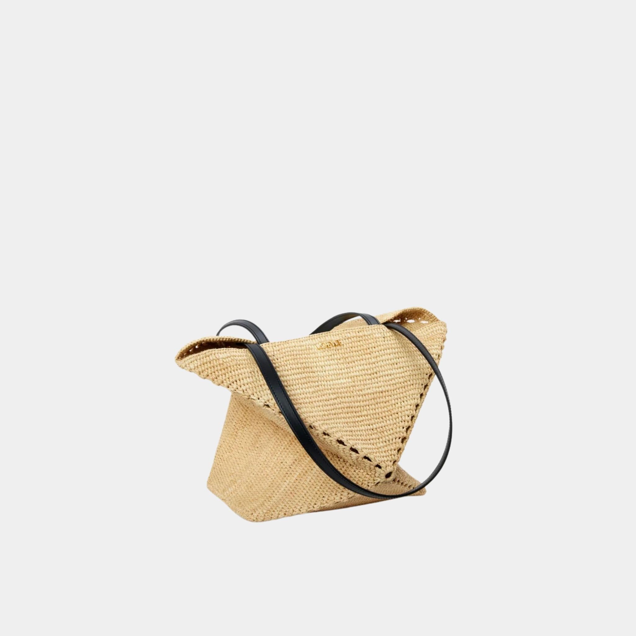 Medium Puzzle Fold Tote Bag Made of Raffia