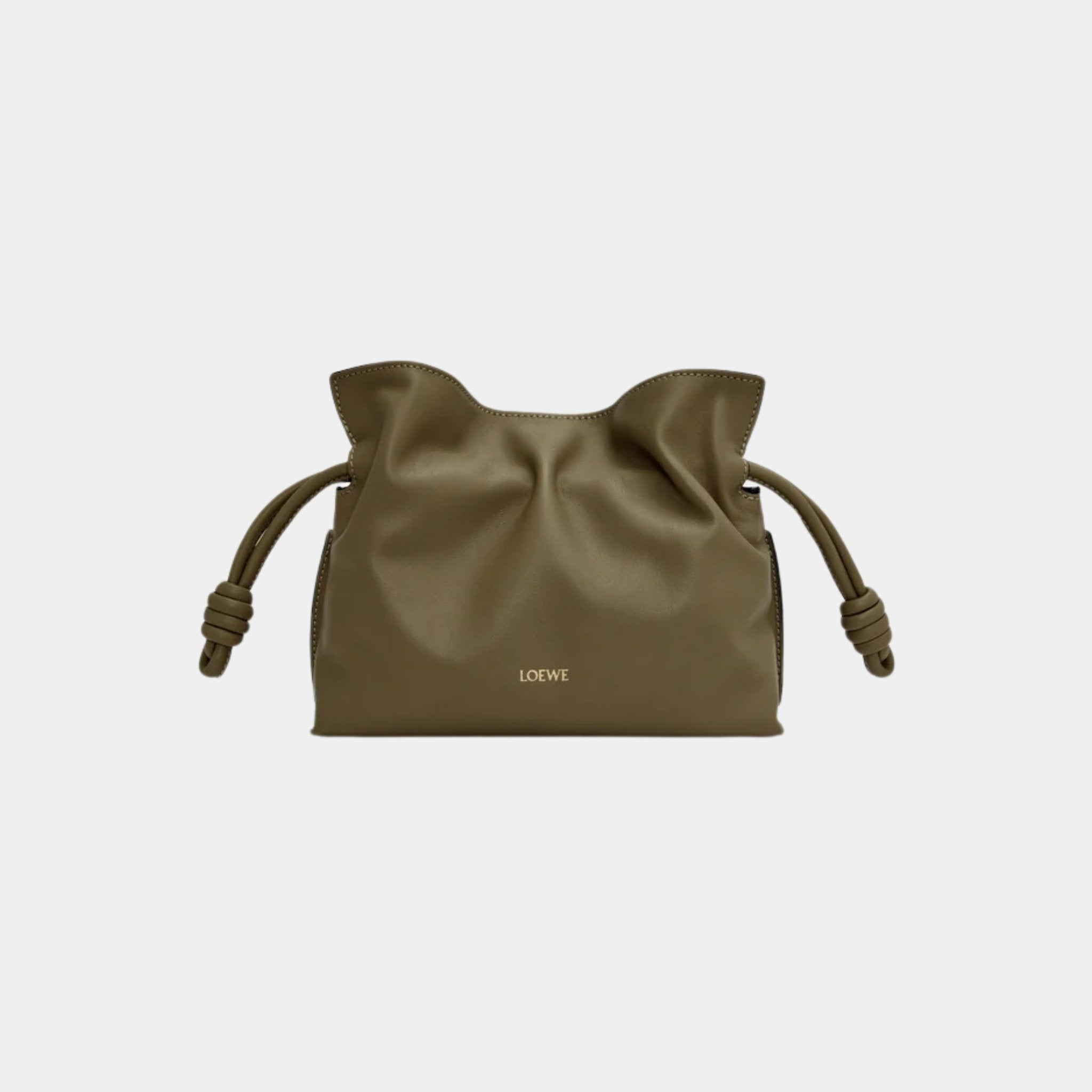 Loewe Mini Flamenco Clutch In Nappa Calfskin, Dark Khaki, Front