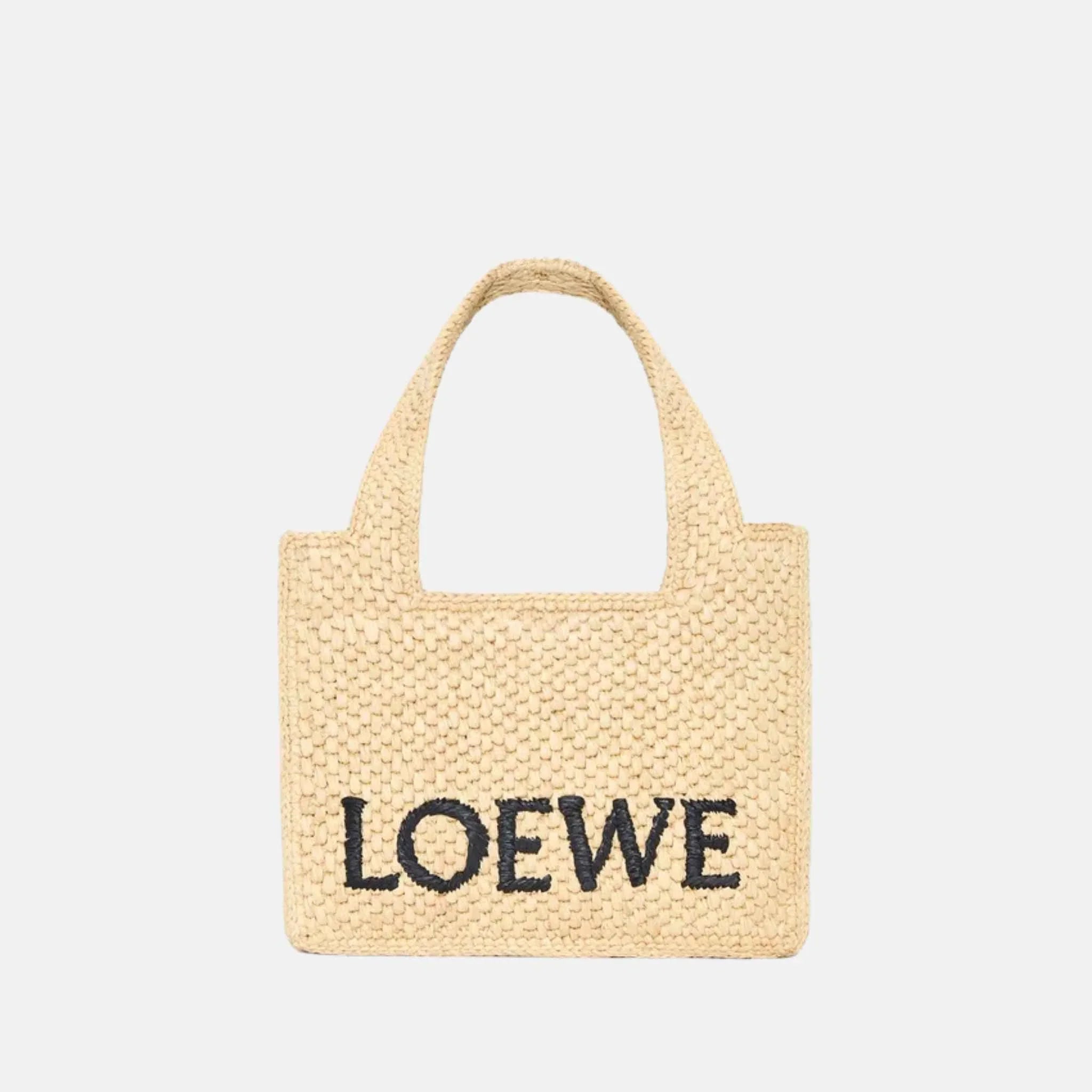 Mini Font Tote in Natural Raffia