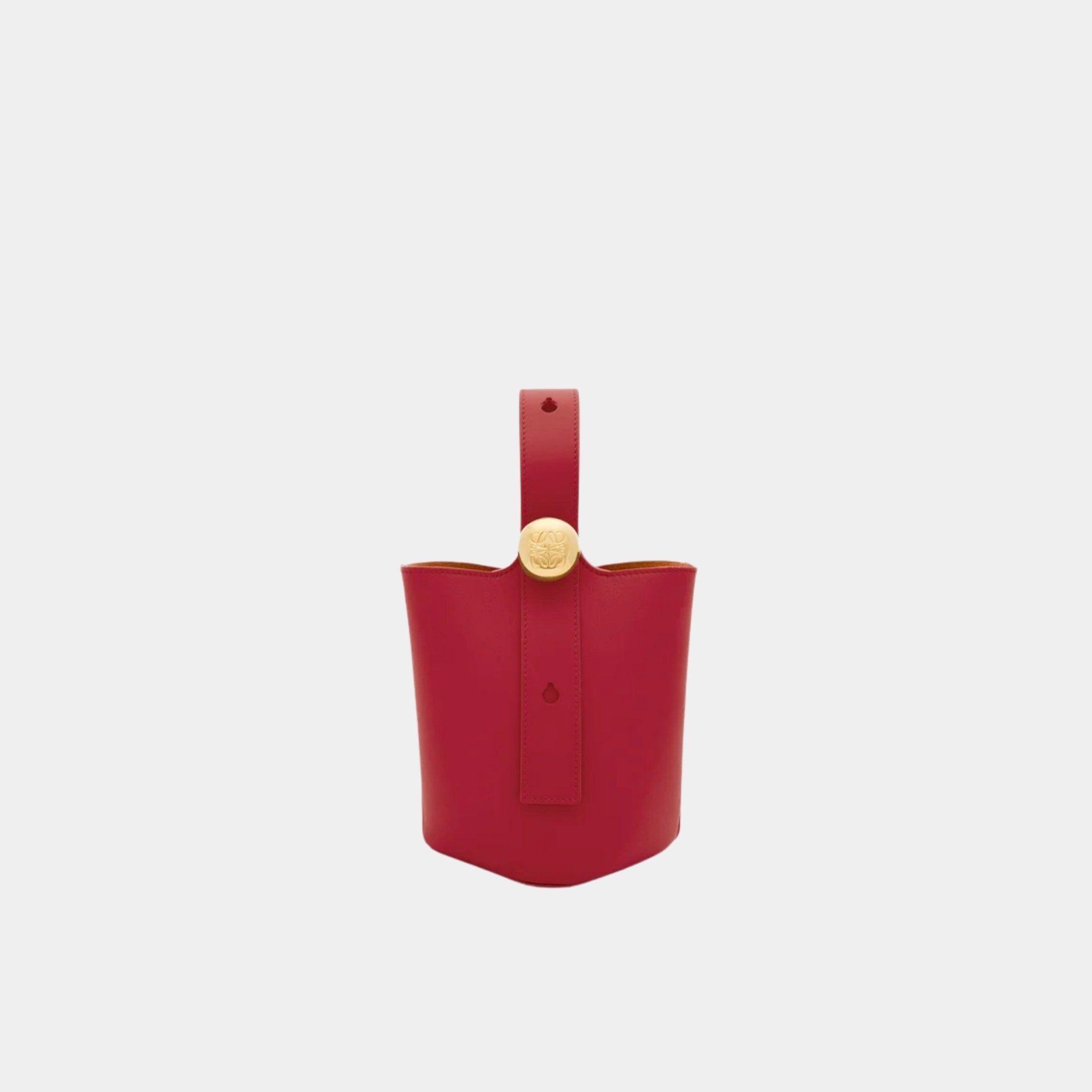 Loewe Mini Pebble Bucket In Smooth Calfskin, Burnt Red, Front
