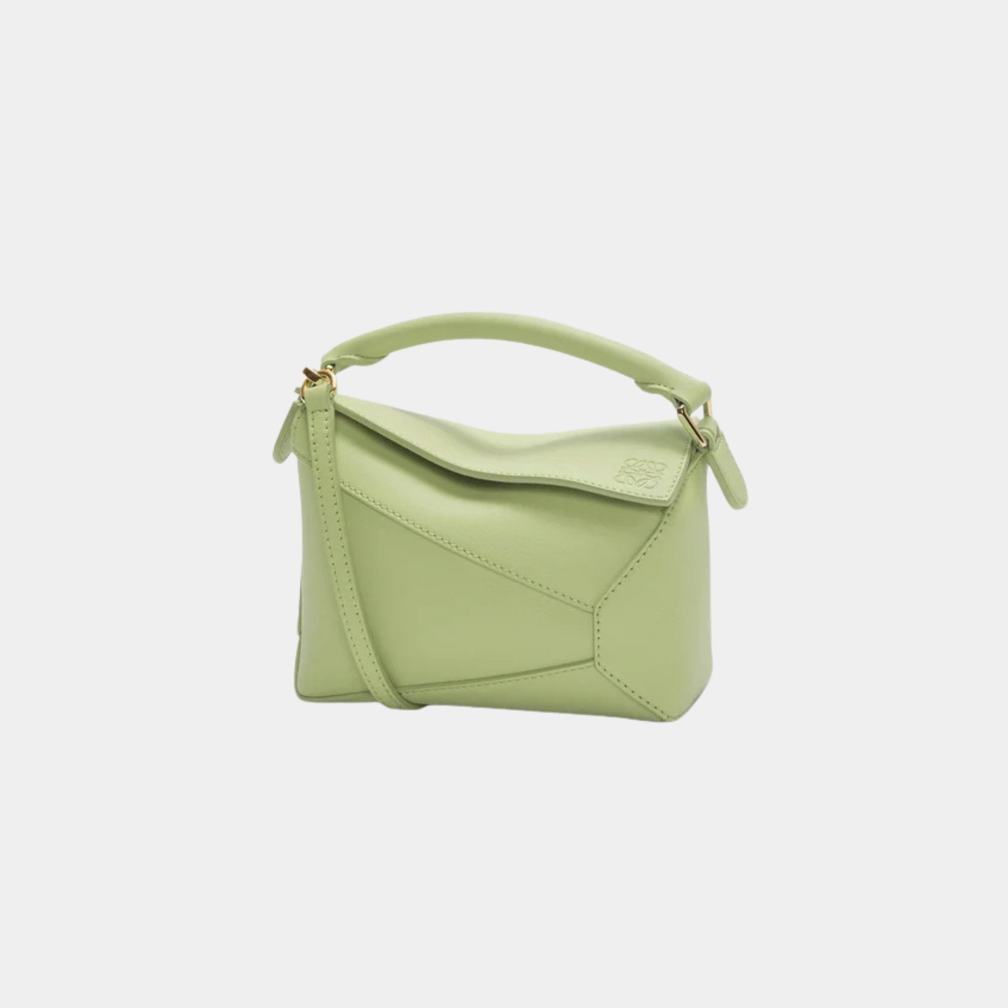 Loewe Mini Puzzle Edge Bag Classic Calf Leather, Light Pear, Front
