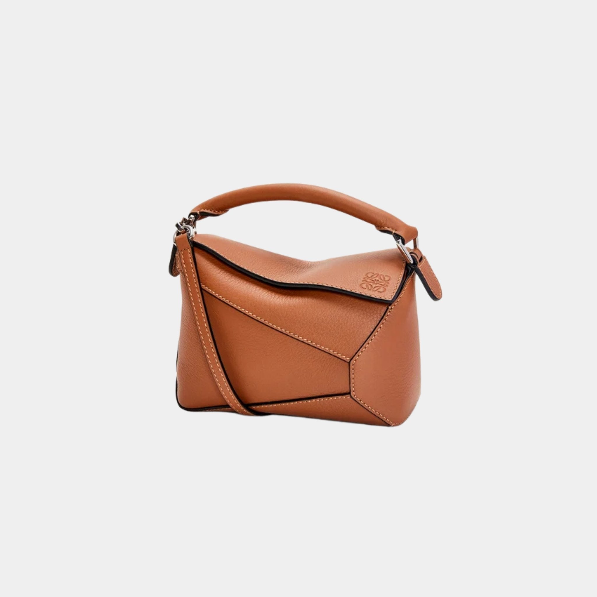 Loewe Mini Puzzle Edge Bag Classic Calf Leather, Tan, Front