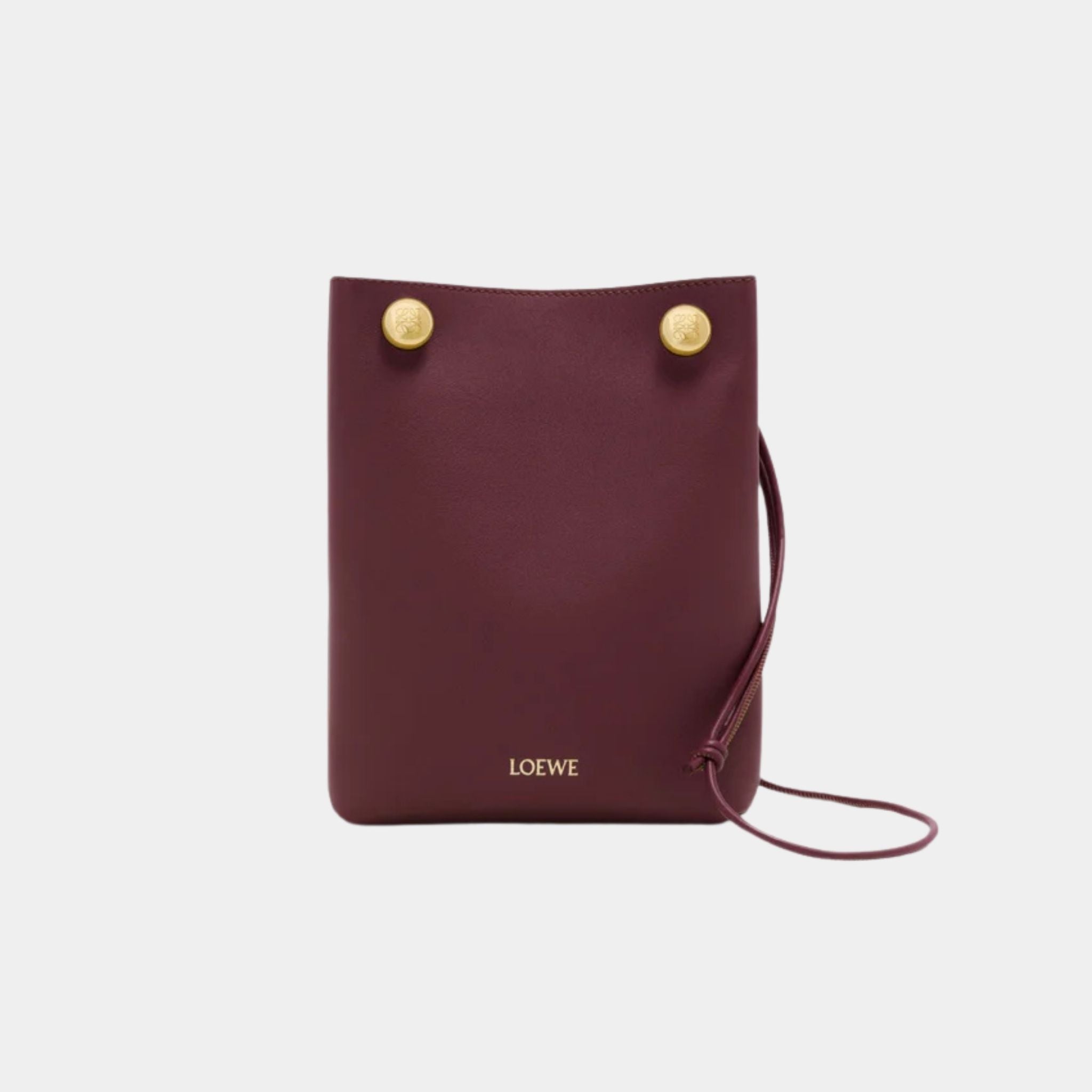 Loewe Pebble Pochette in Smooth Calfskin, Dark Burgundy, Front