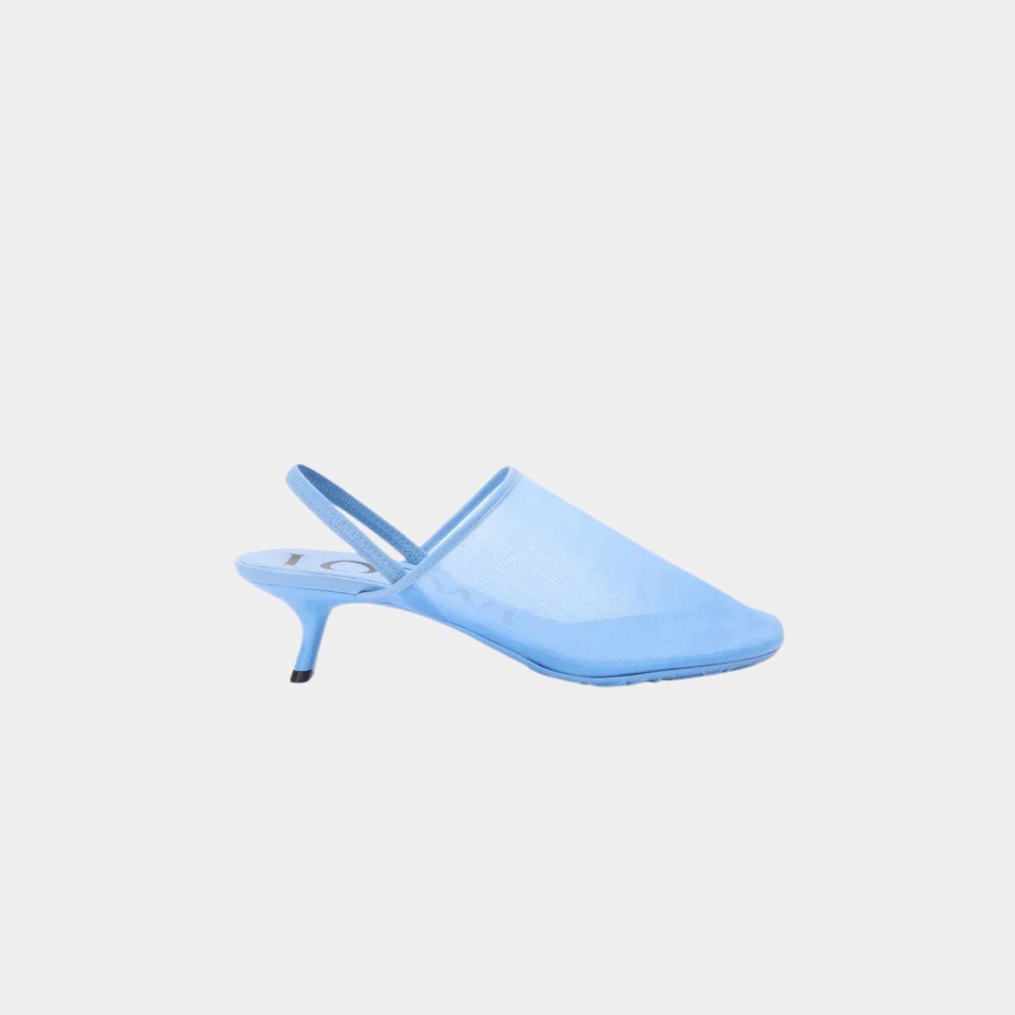 Loewe Petal Slingback Heel Sandal In Mesh, Sea Blue, Side