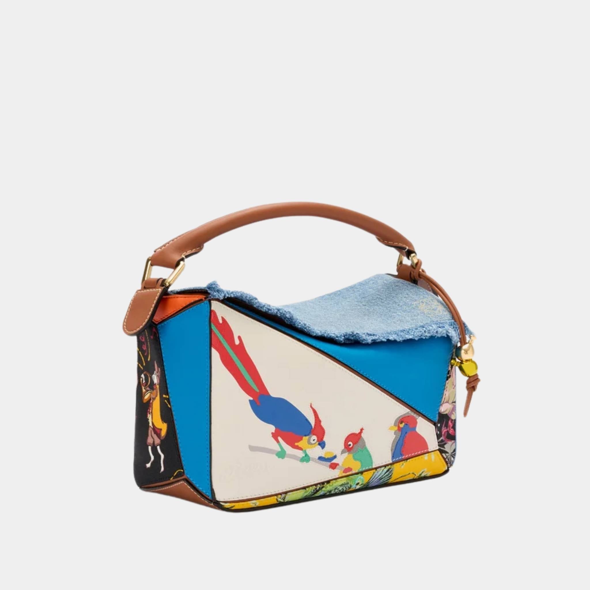 Puzzle 10 Paula Ibiza Parrot Re-edition Bag Calfskin and Textile