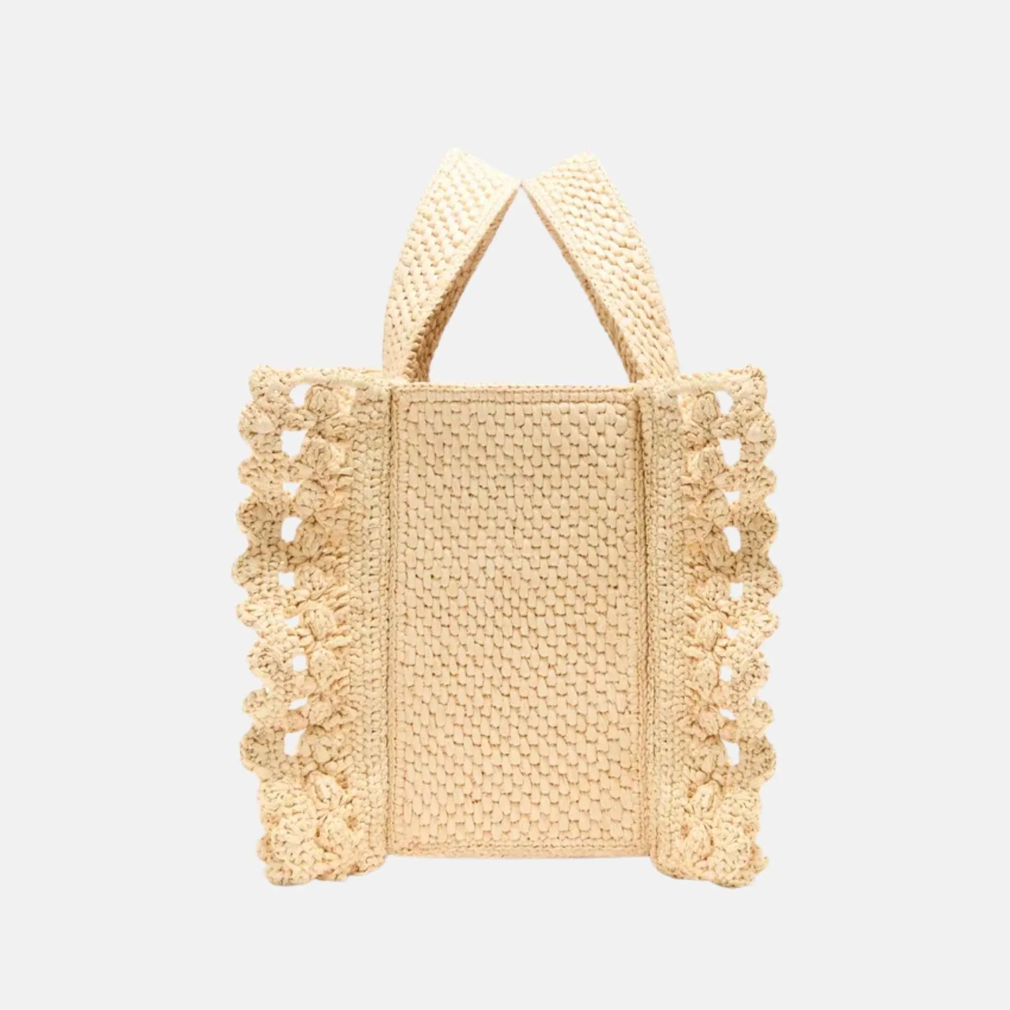 Small Font Tote in Raffia Natural