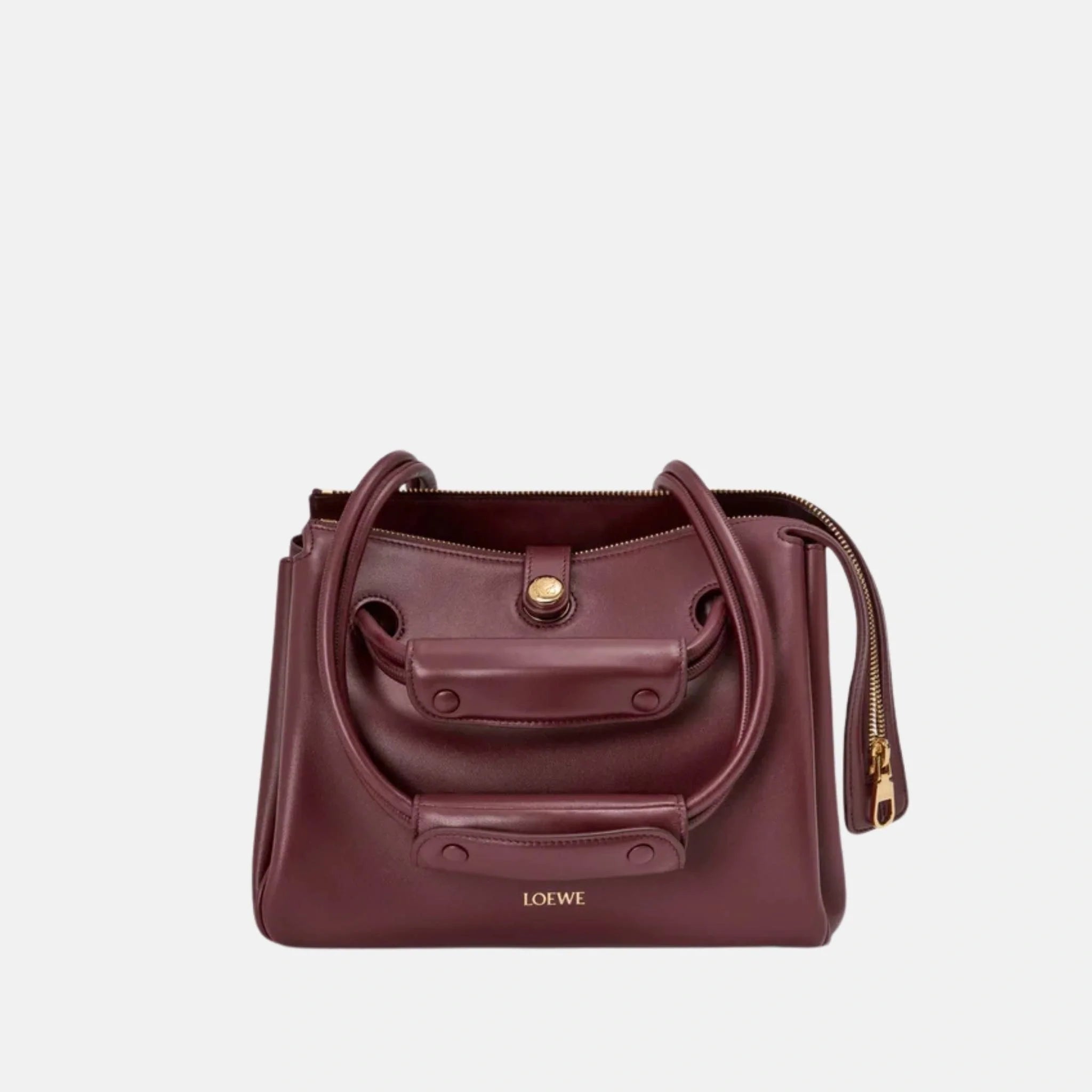 Loewe Small Madrid Bag in Supple Calfskin, Burgundy, Front