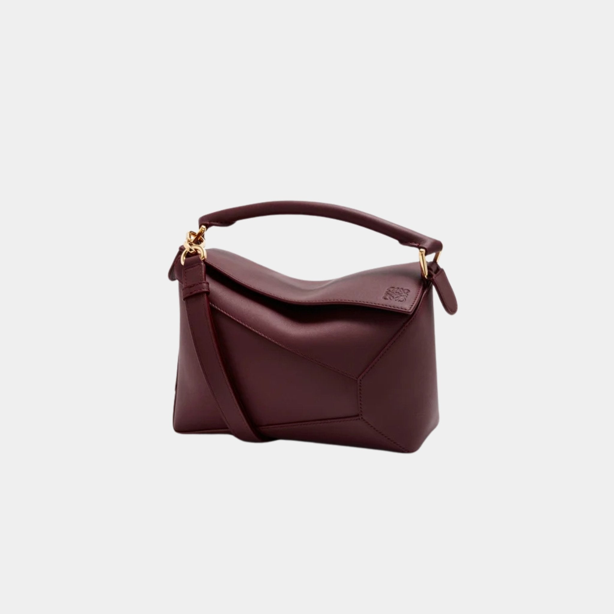 Loewe Small Puzzle Edge Bag In Classic Calfskin, Dark Burgundy, Front