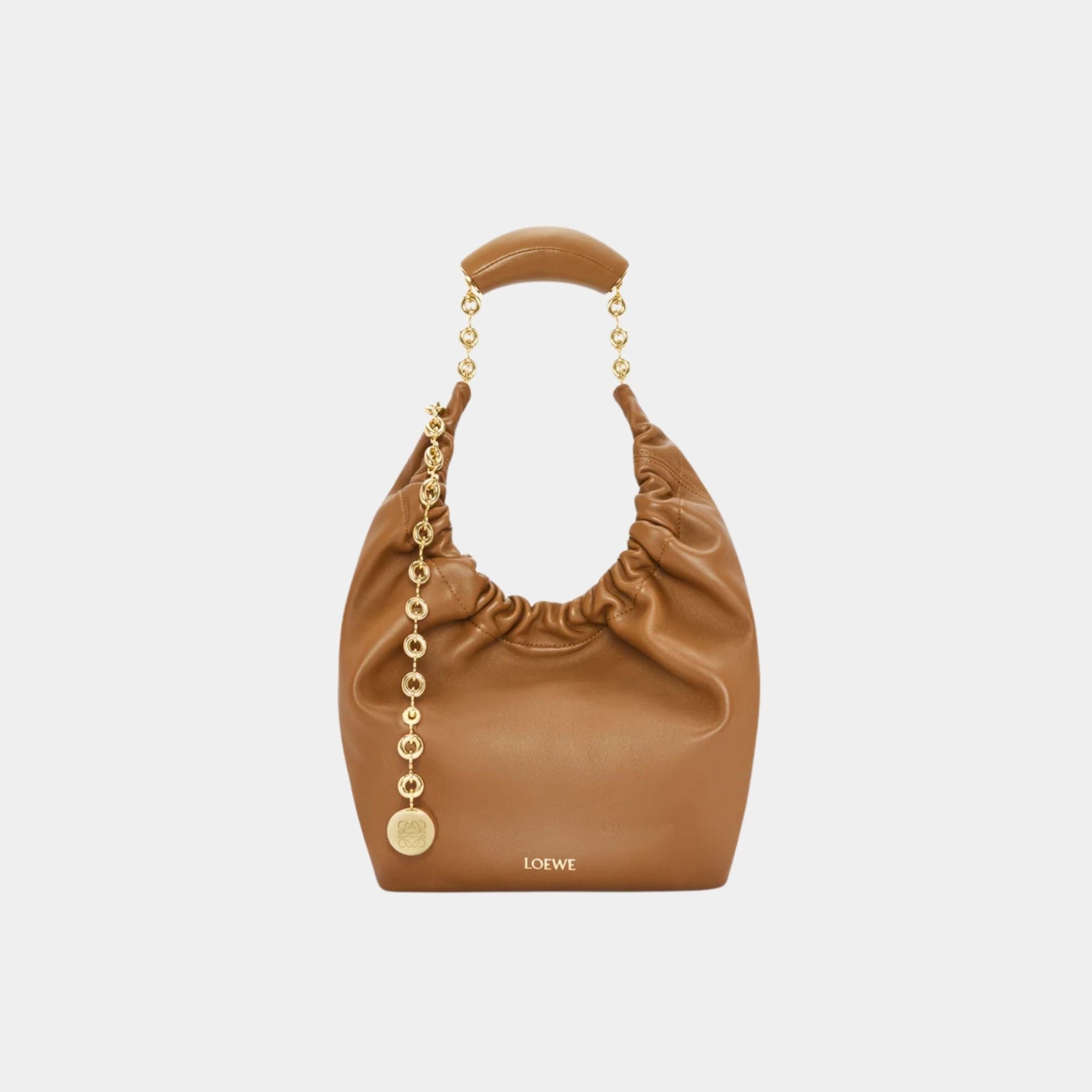 Loewe Small Squeeze Bag In Mellow Nappa Lambskin, Oak, Front