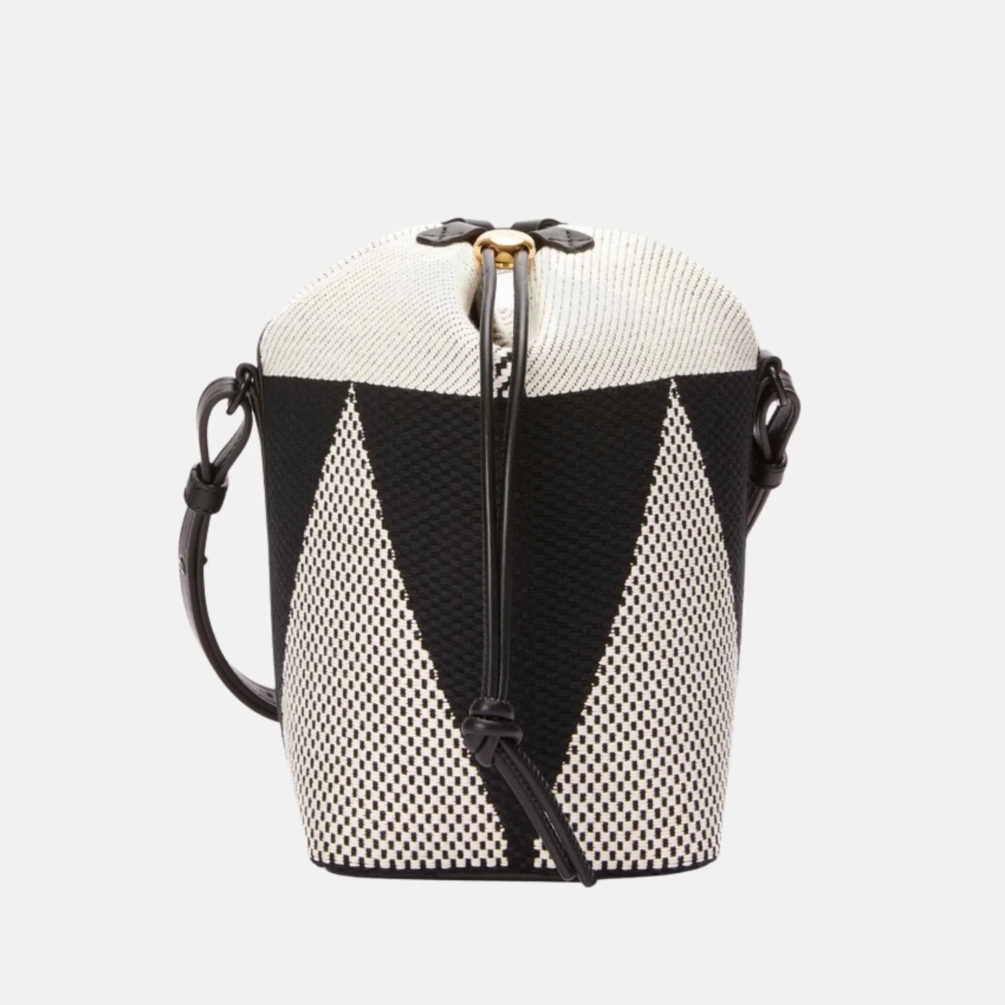 Small Treasure Bako Bucket in Canvas Jacquard and Calfskin