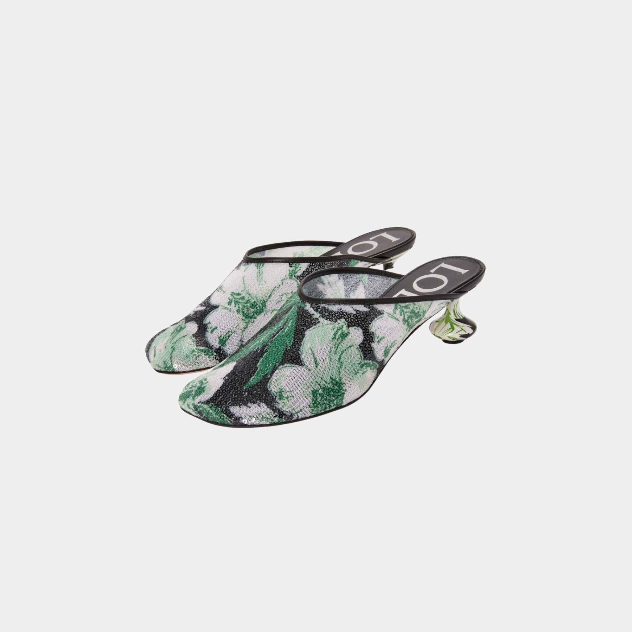 Toy Mule With Floral Print Sequins