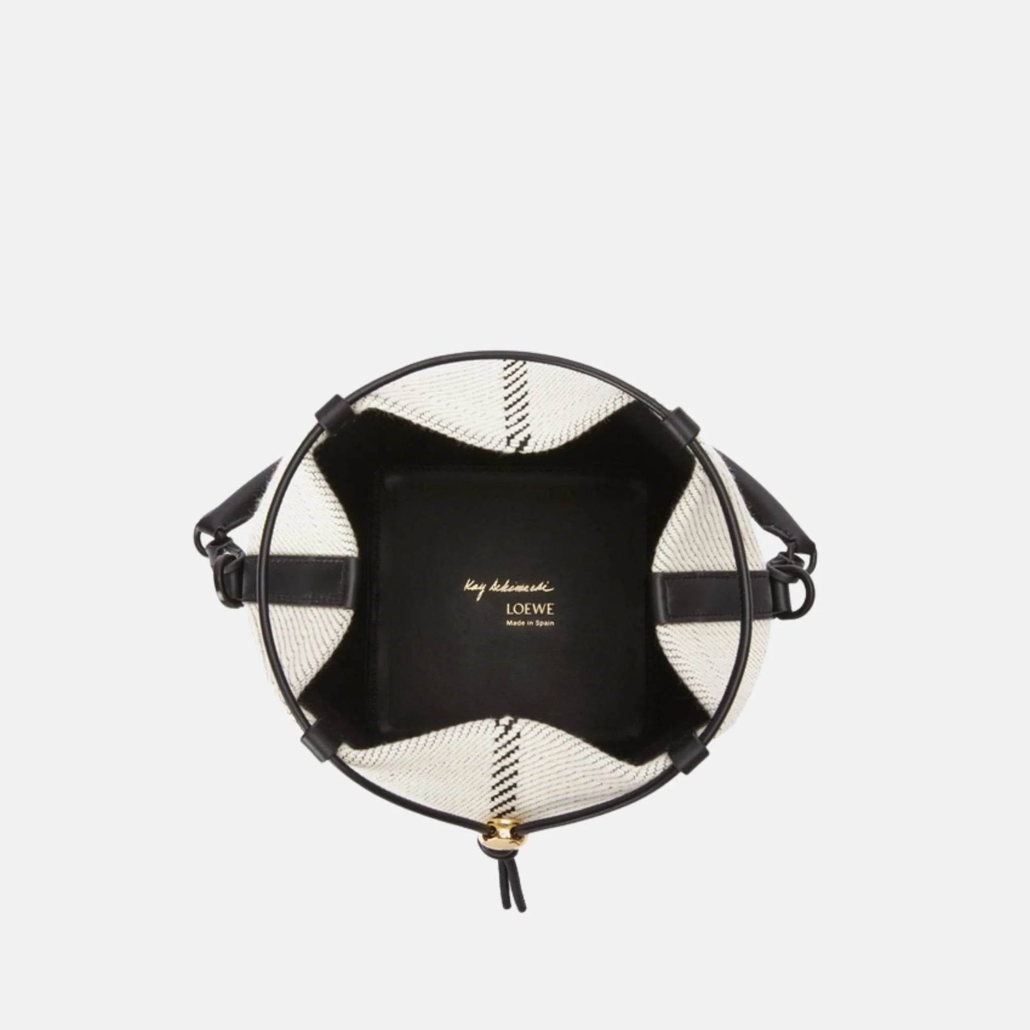 Treasure Bako Bucket in Canvas Jacquard and Calfskin