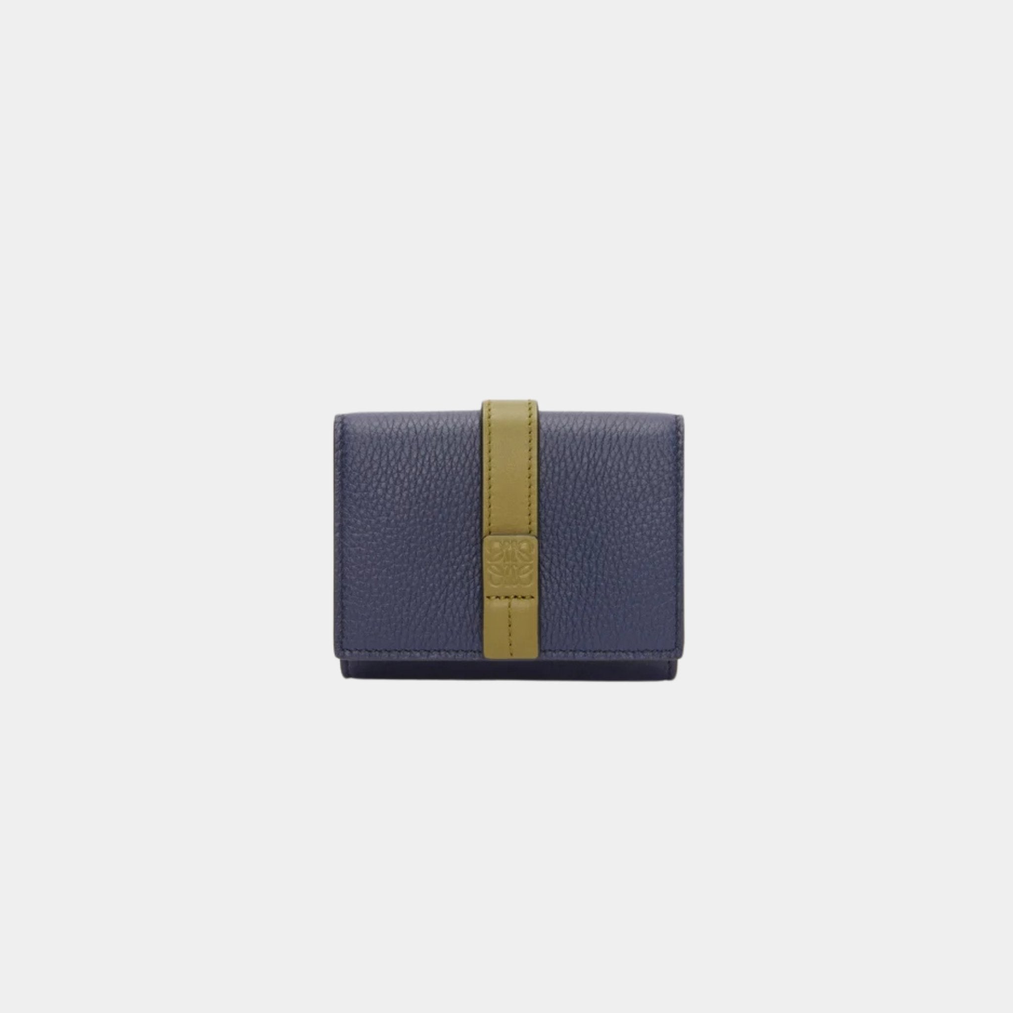 Loewe Trifold Wallet In Soft Grained Calfskin, Abyss Blue, Front