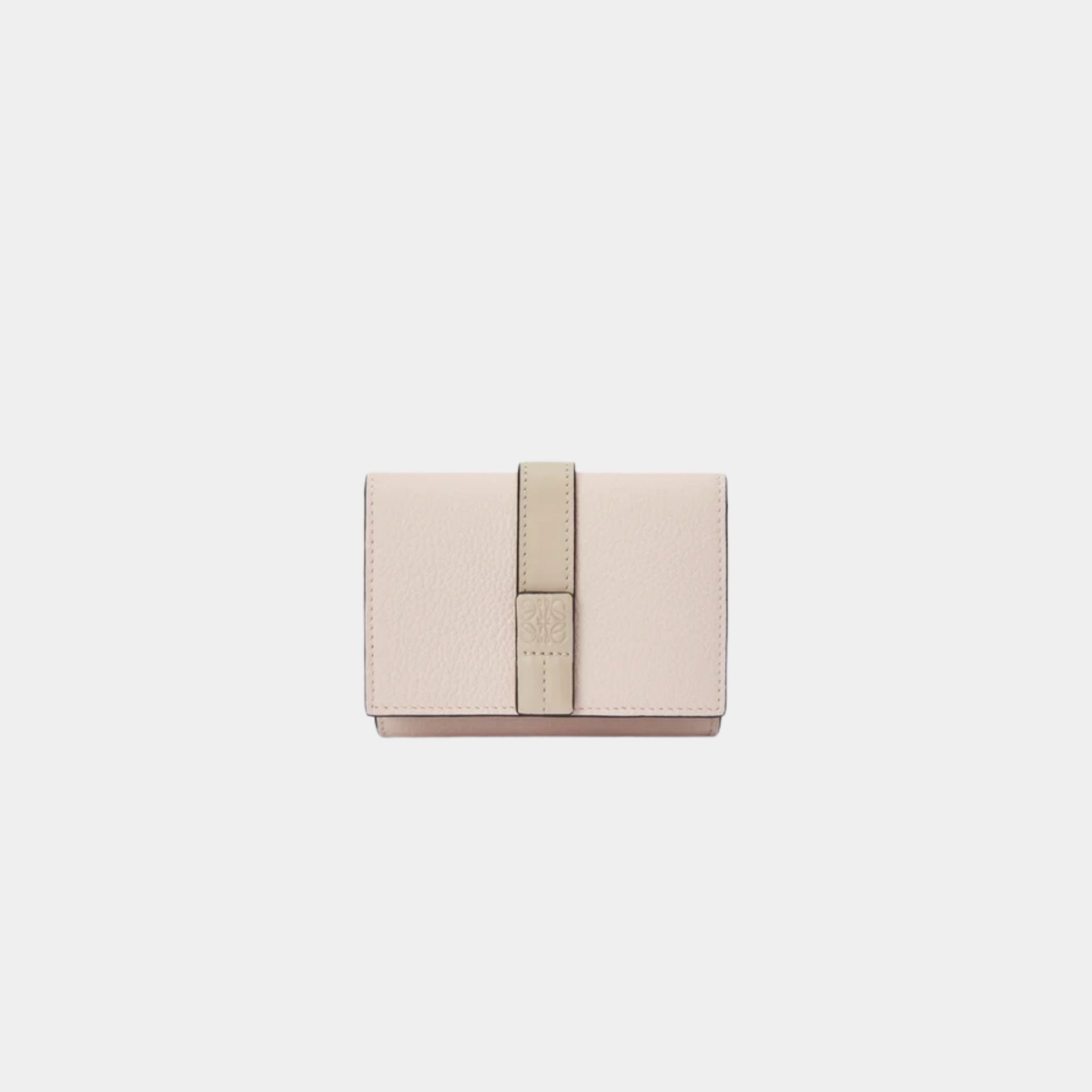 Loewe Trifold Wallet In Soft Grained Calfskin, Talc, Front