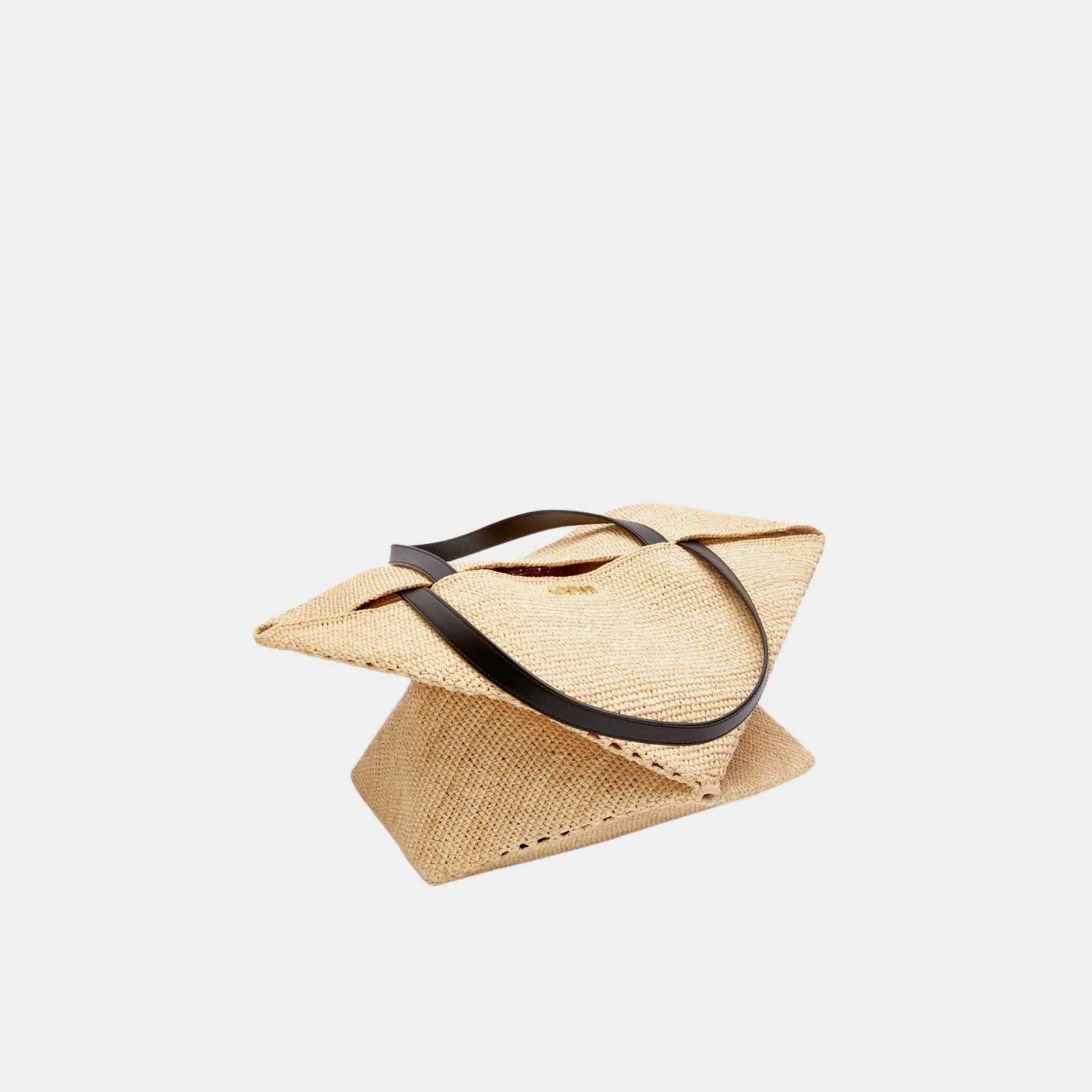 XL Puzzle Fold Tote Bag Made of Raffia