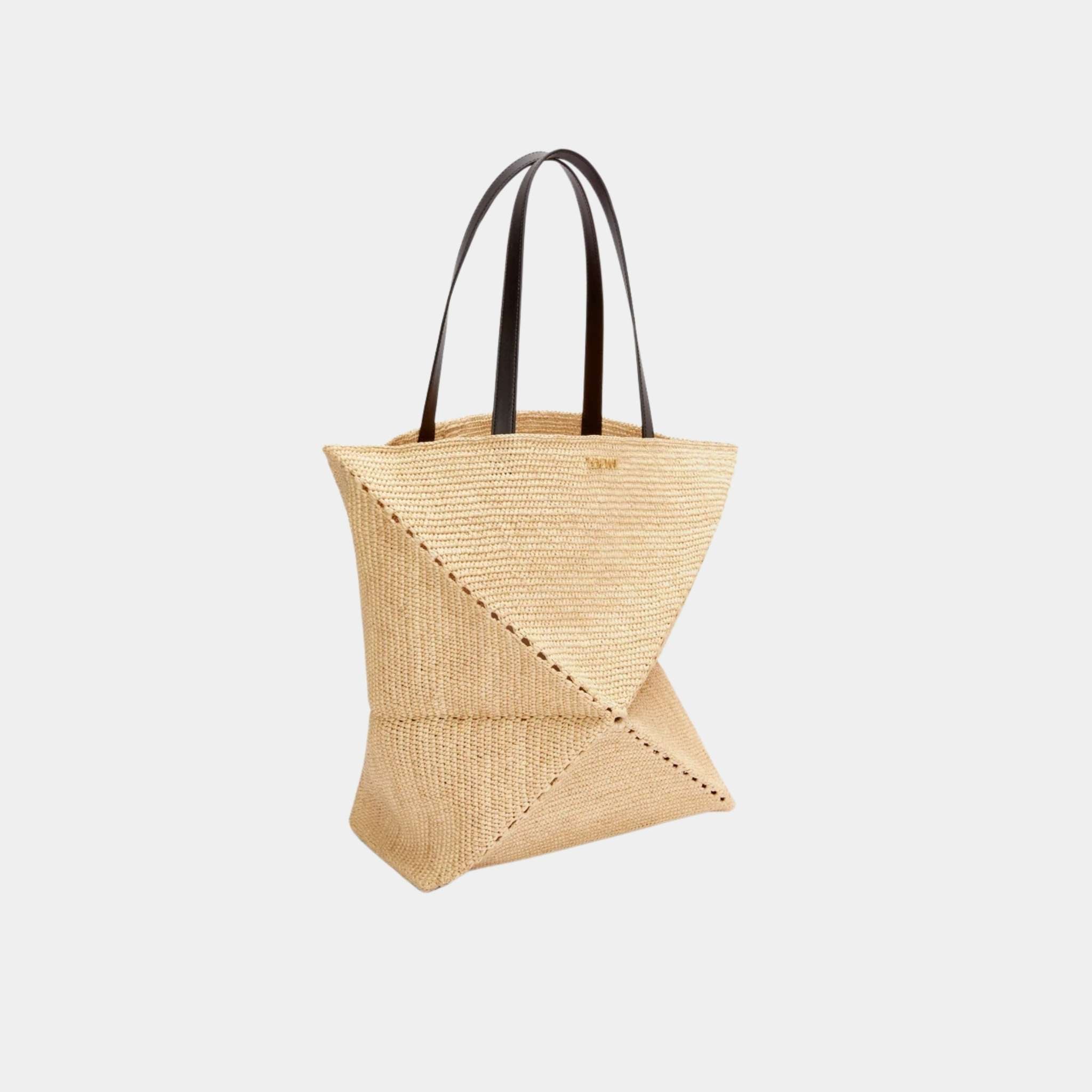 XL Puzzle Fold Tote Bag Made of Raffia