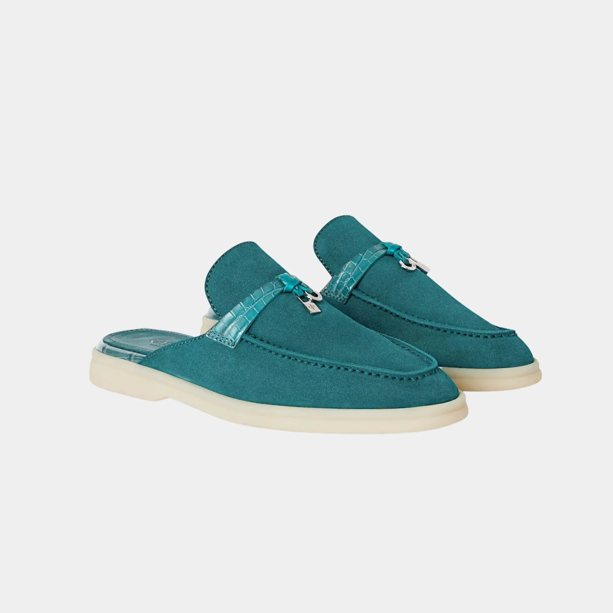 Charms Walk Babouche Loafer Suede With Alligator Saddles