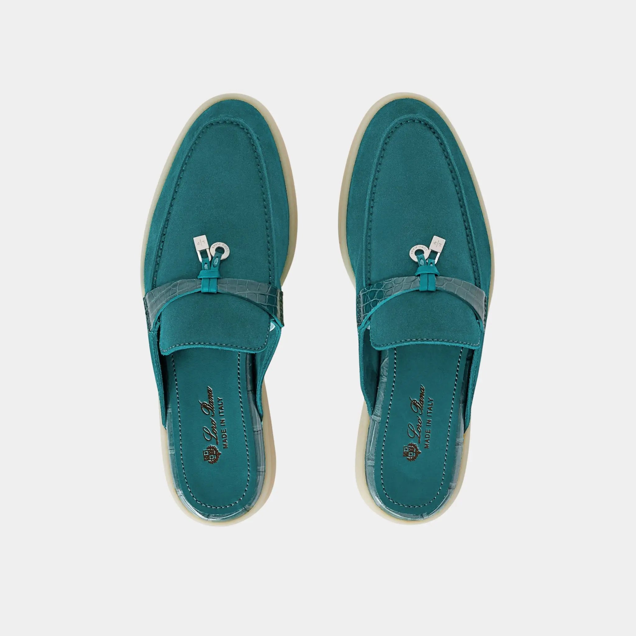 Charms Walk Babouche Loafer Suede With Alligator Saddles