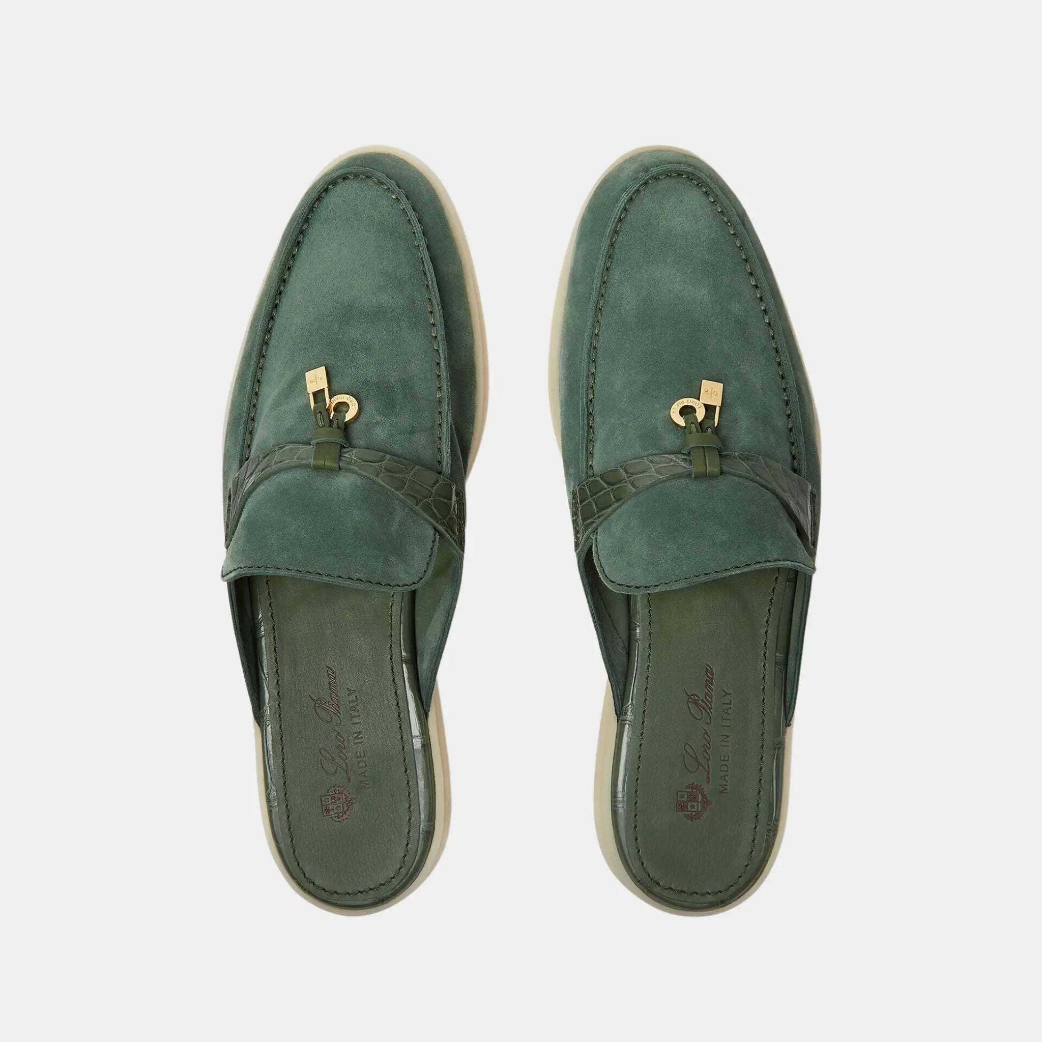Charms Walk Babouche Loafer Suede With Alligator Saddles